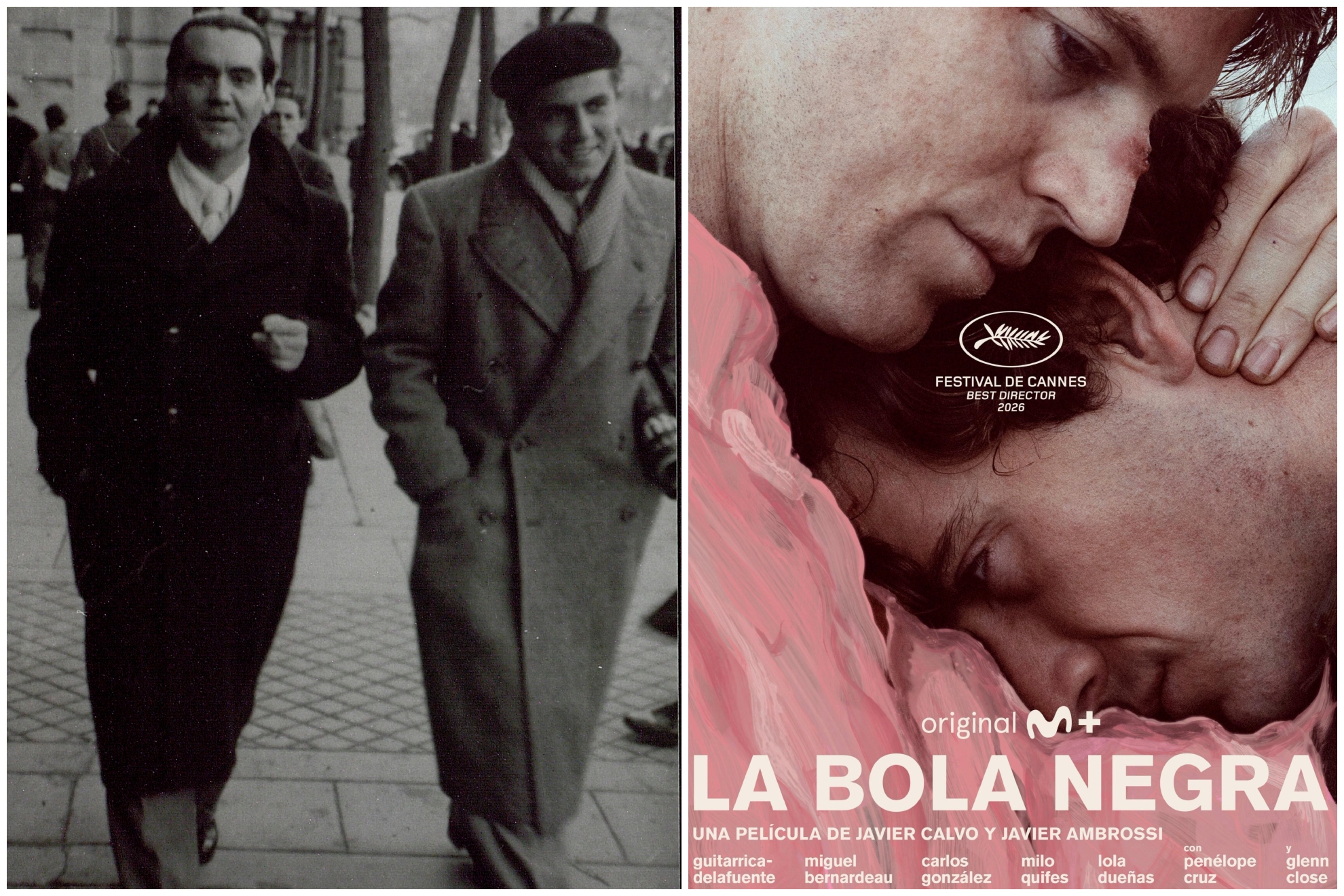 A la izquierda, Lorca y Rapún por Madrid; a la derecha, cartel del film.