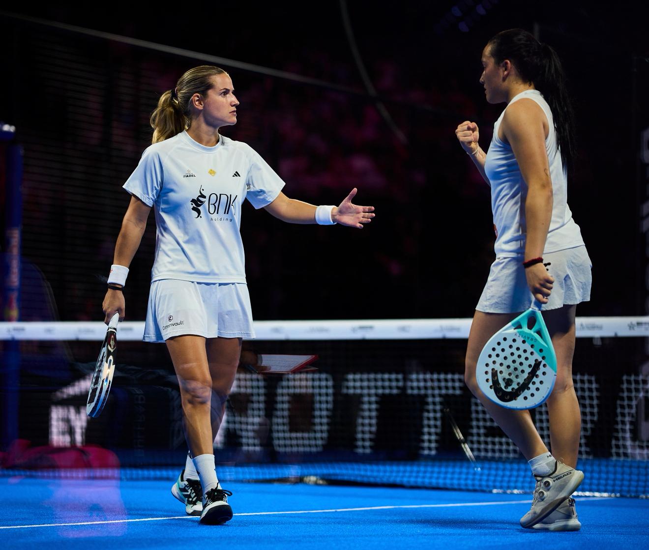 Ustero y Sánchez durante la final en Rotterdam. Premier Padel