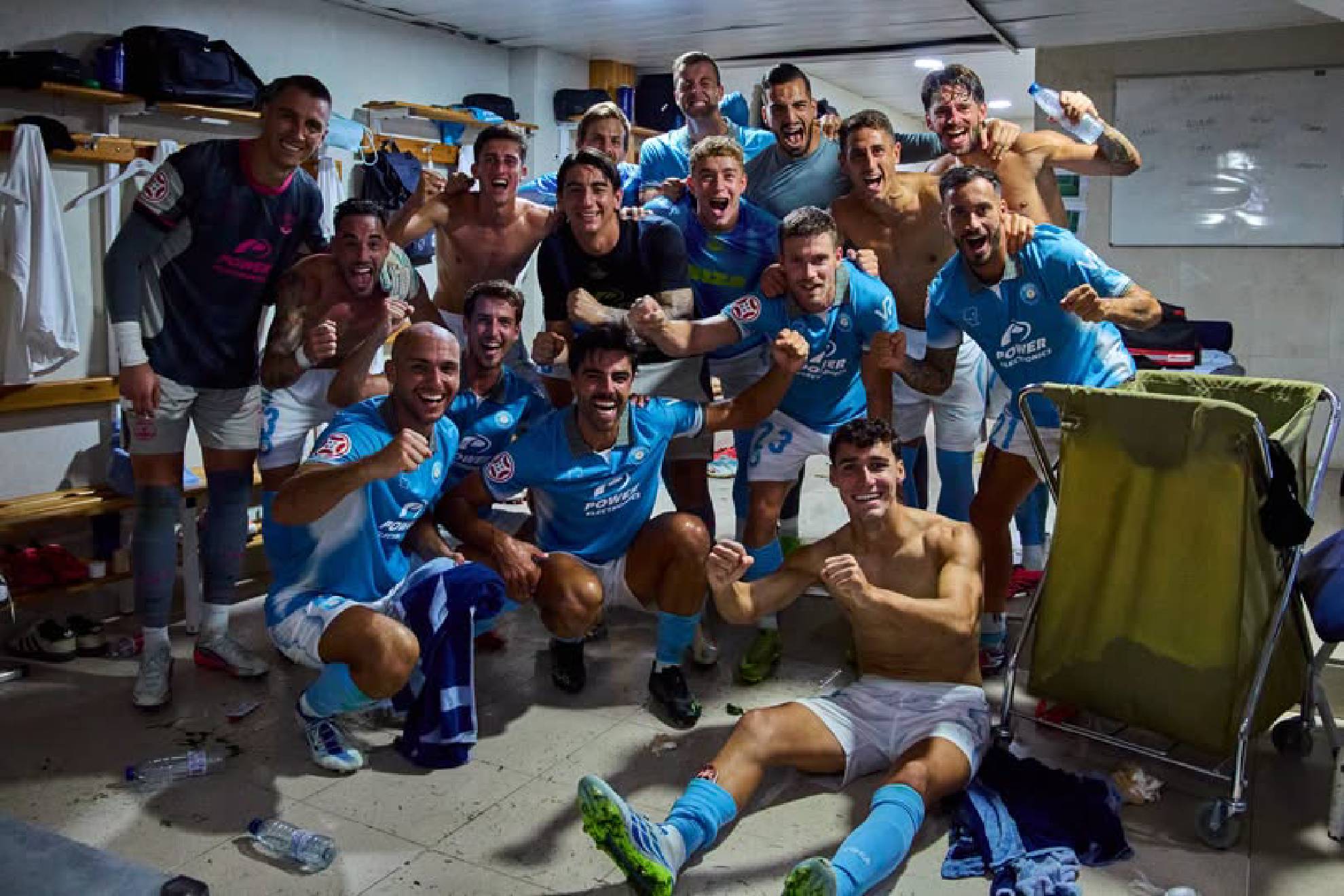 Los celestes celebraron la gran victoria lograda ante el filial del Villarreal