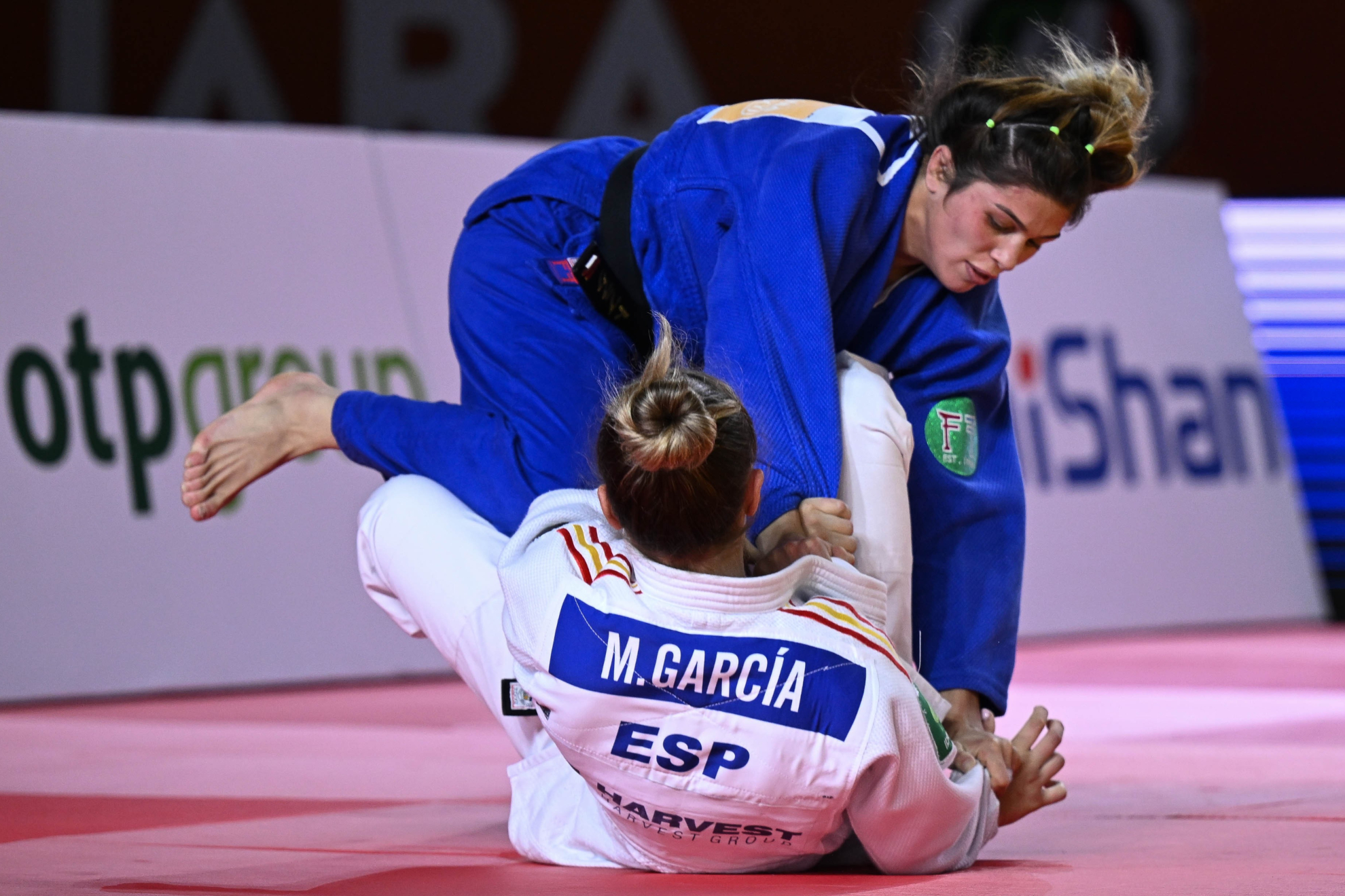 Marta García, en un combate. Tamara Kulumbegashvili/IJF