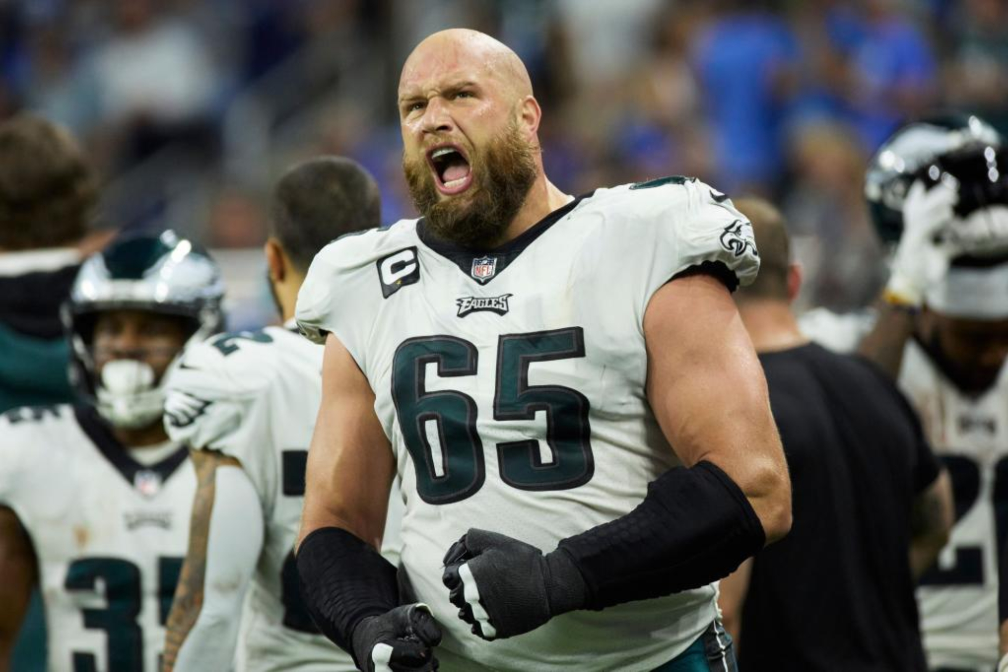 Lane Johnson, en un partido con los Philadelphia Eagles. LAPRESSE