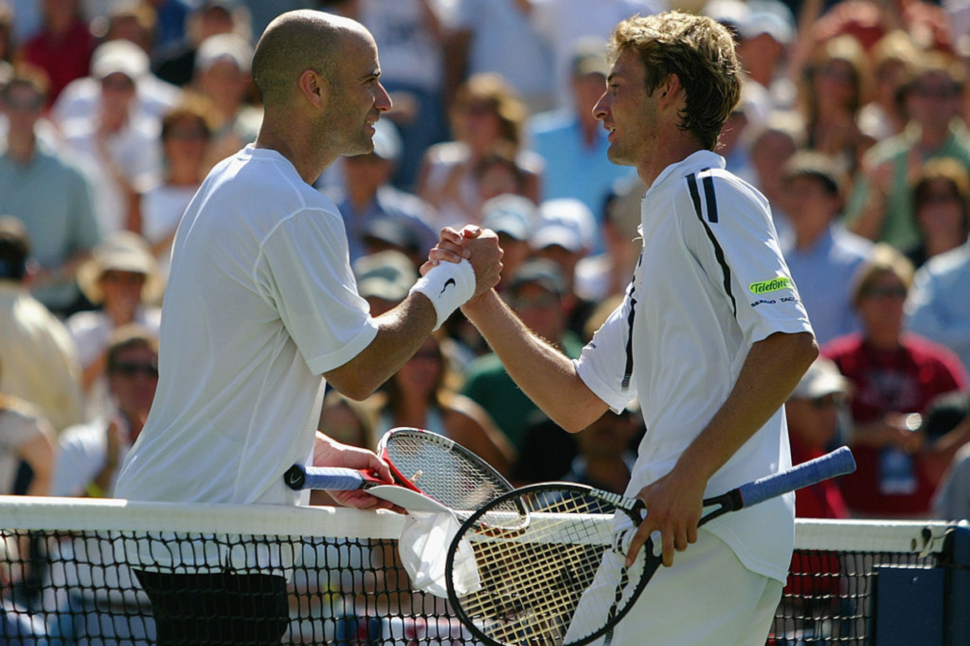 Agassi y Ferrero, tras la semifinal del US Open 2003.