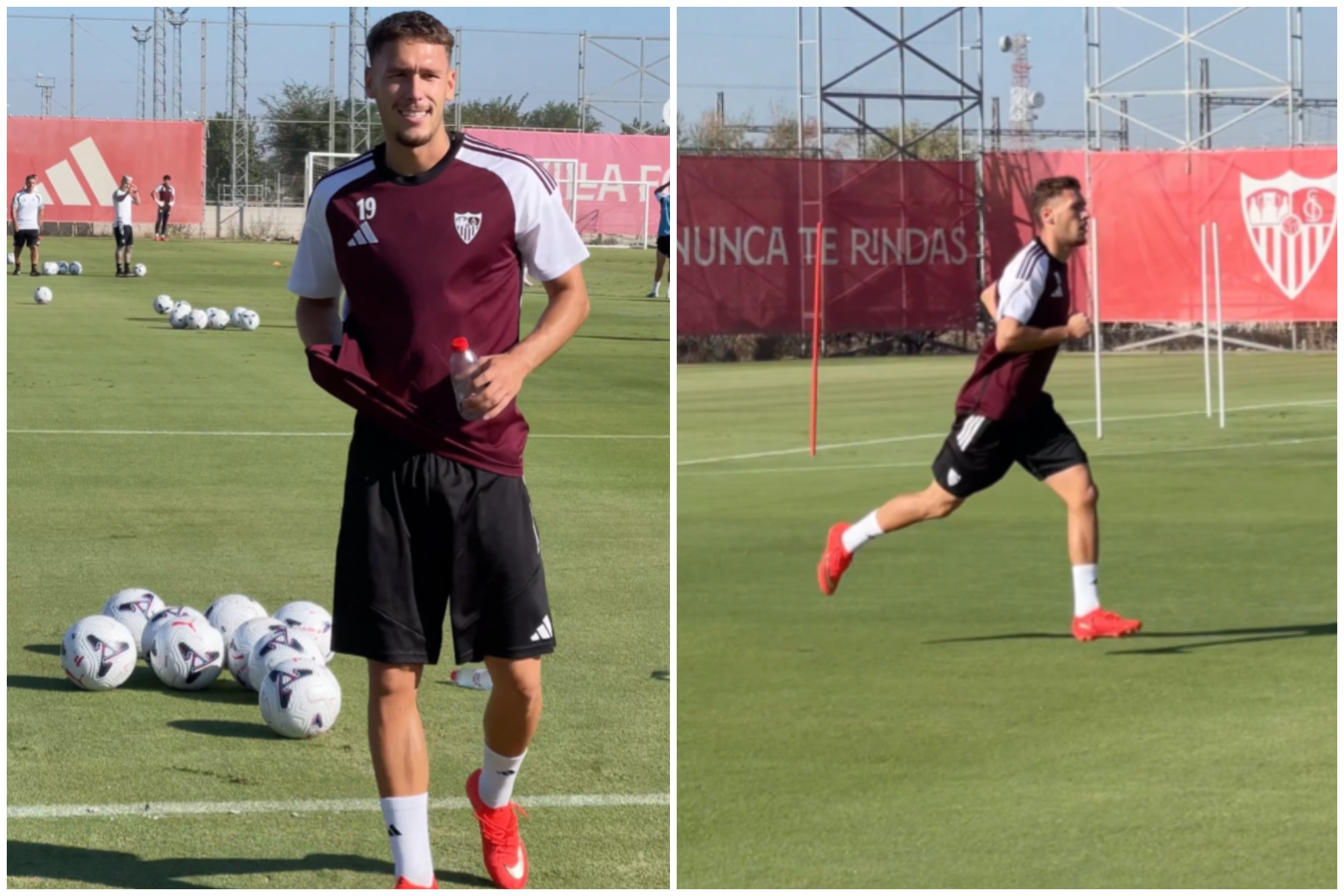 Un montaje con imágenes de Stassin en el entrenamiento.