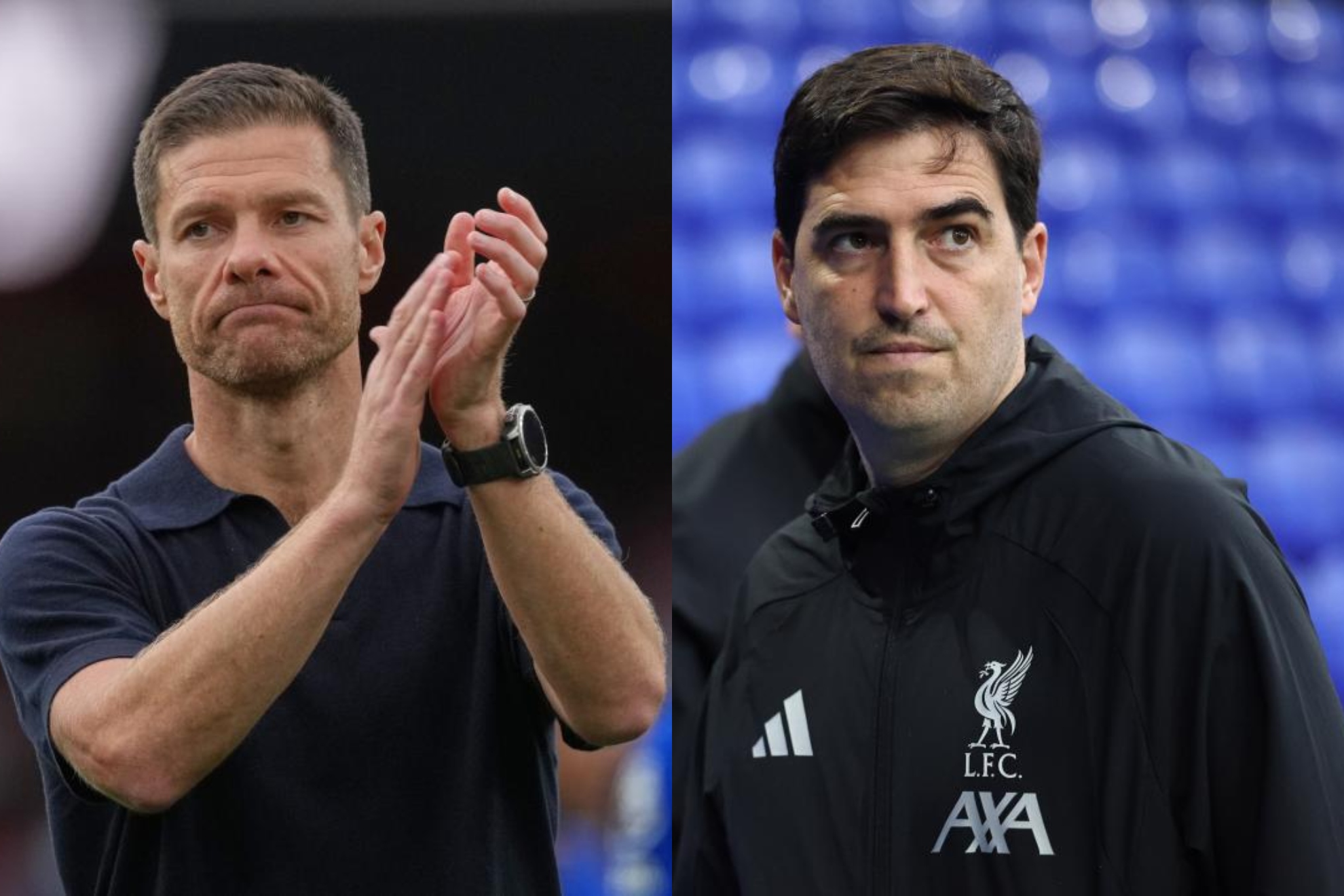 A la izquierda, Xabi Alonso. A la derecha, Andoni Iraola. EFE y LAPRESSE