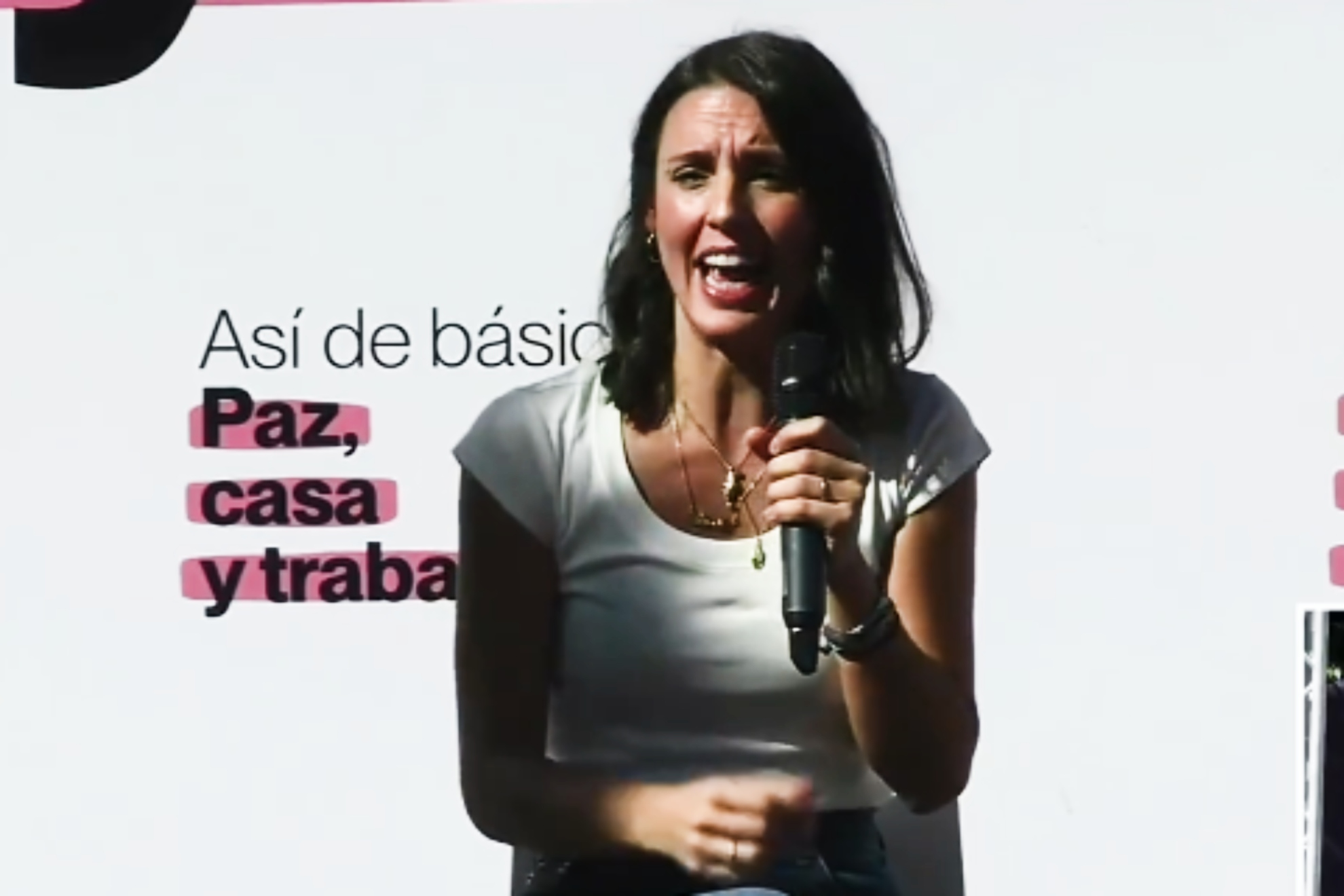 Irene Montero en un acto con Podemos en Getafe este sábado. Podemos