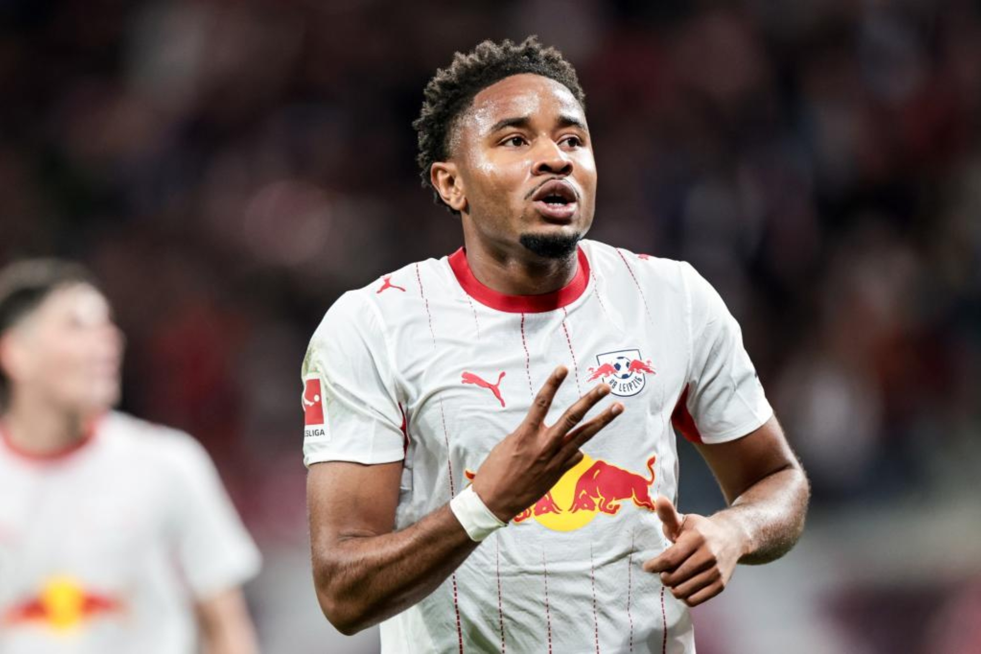 Christopher Nkunku celebra su 'hat-trick'. EFE