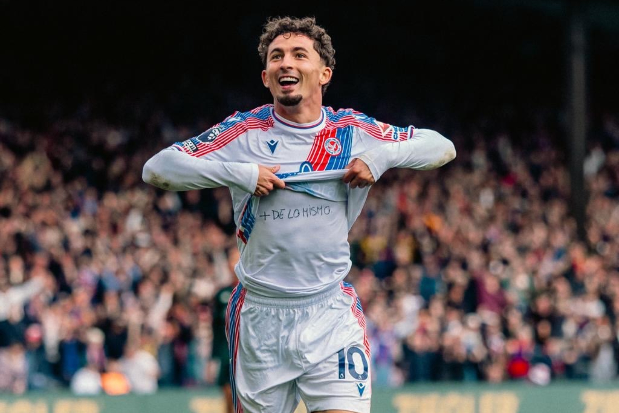 Yeremy Pino celebra su gol con una camiseta en la que se puede leer: "Más de lo mismo". INSTAGRAM / CRYSTAL PALACE