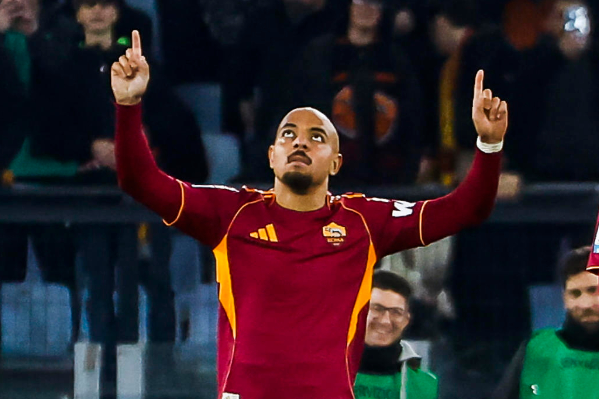 Donyell Malen, tras marcar un gol con la Roma. LAPRESSE