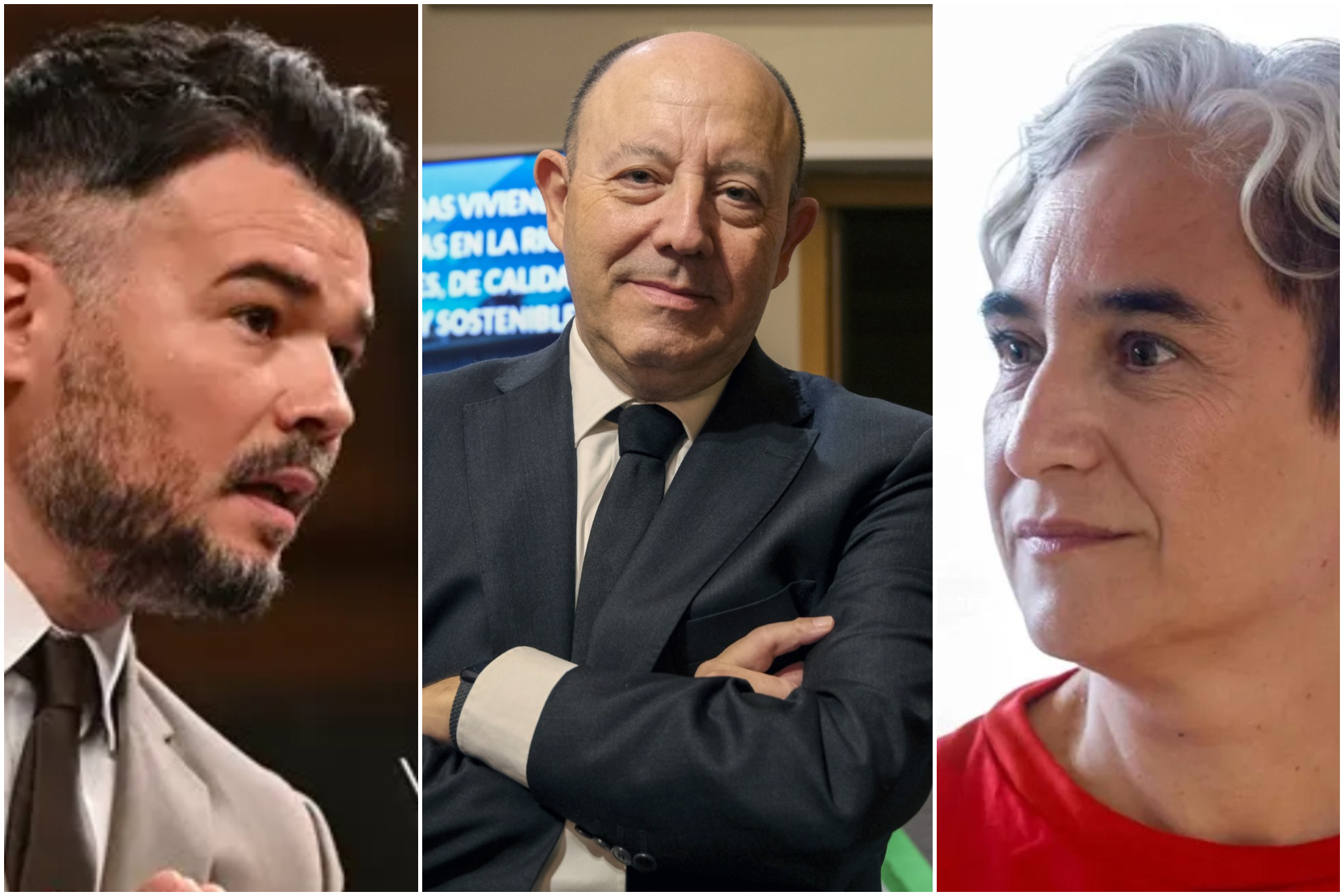 Gabriel Rufián, Gonzalo Bernardos y Ada Colau.