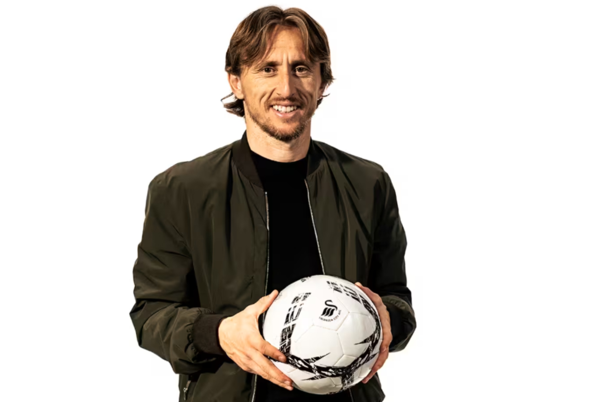 Luka Modric posa con un balón del Swansea. INSTAGRAM