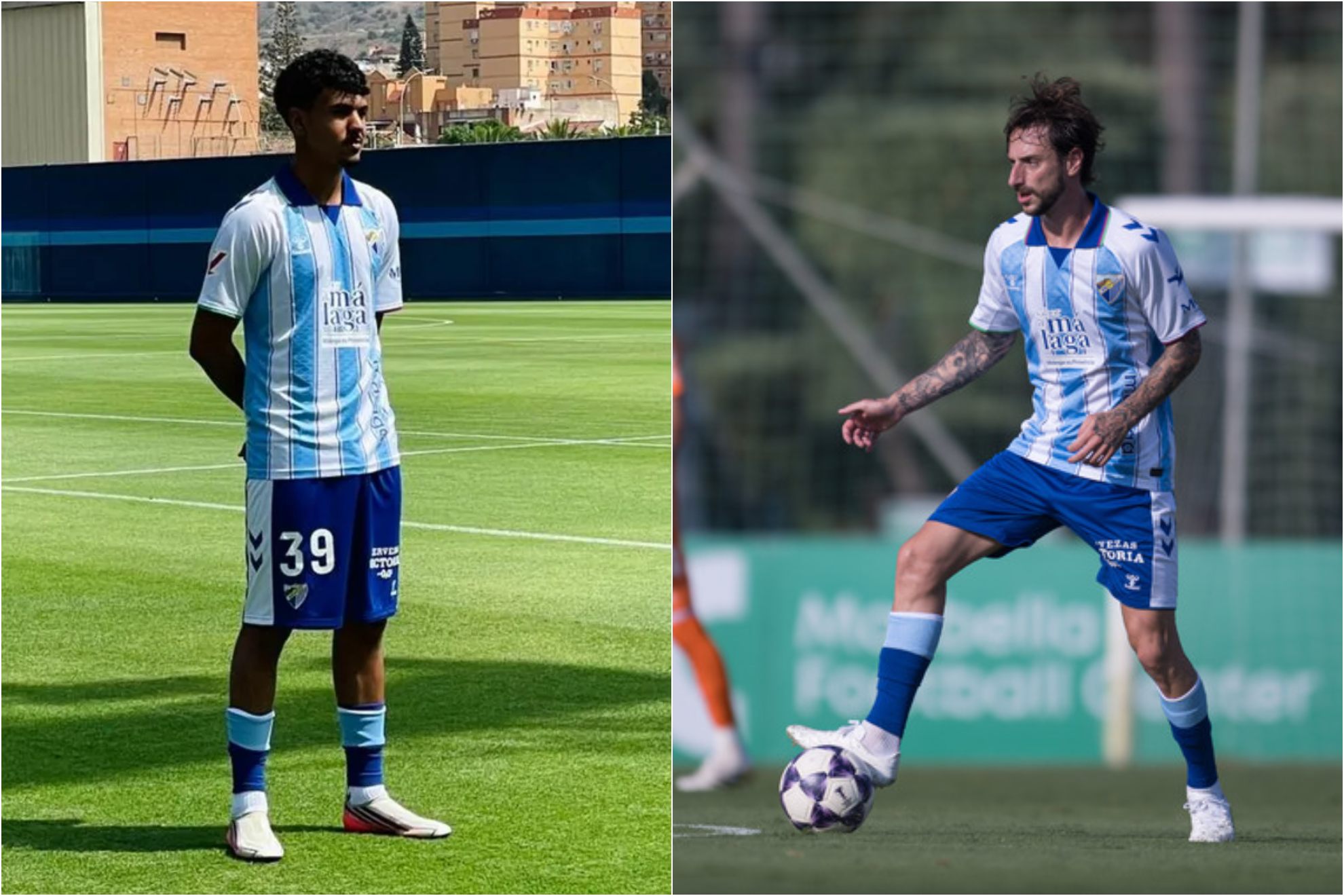 Aznou y Calero, con la elástica del Málaga