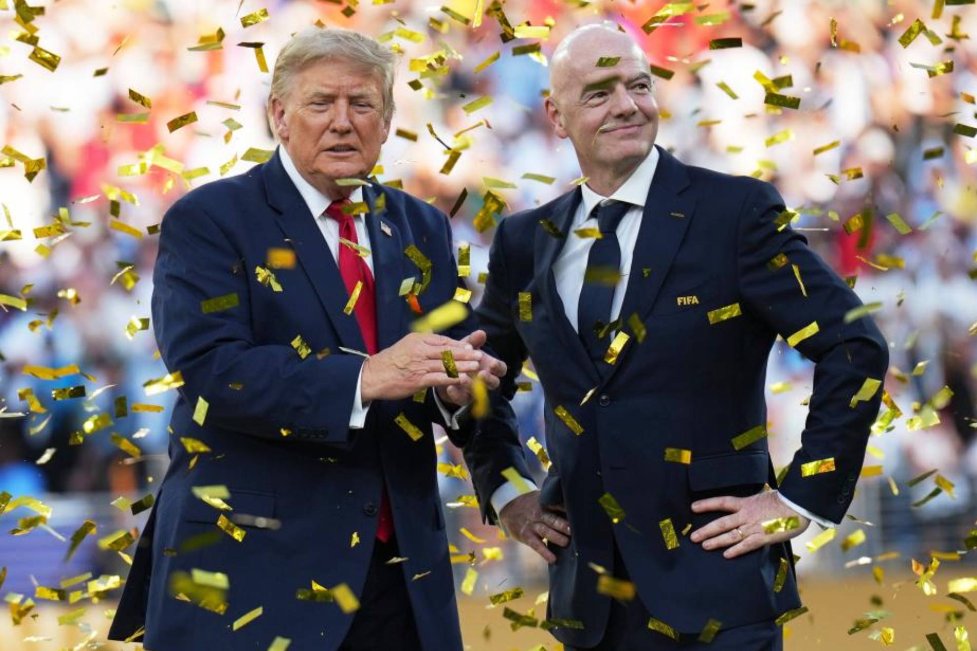 Gianni Infantino y Donald Trump tras la final del Mundial entre España y Argentina. AP