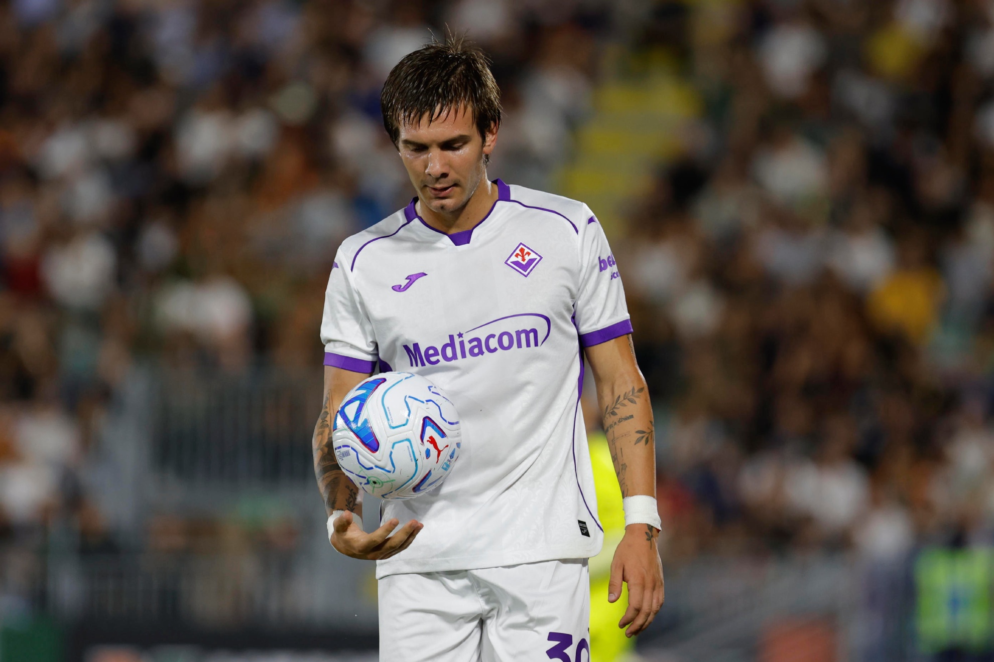 Mastantuono, con la Fiorentina. EFE
