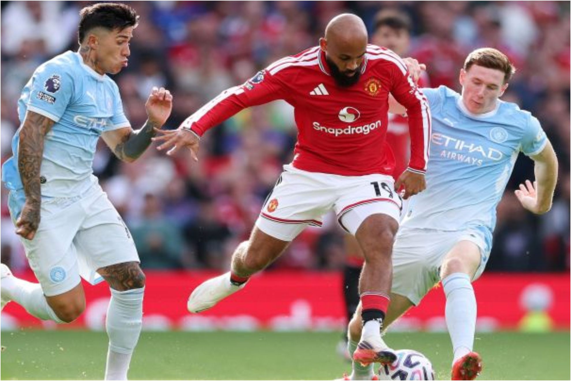 Un lance del reciente derbi de Manchester.