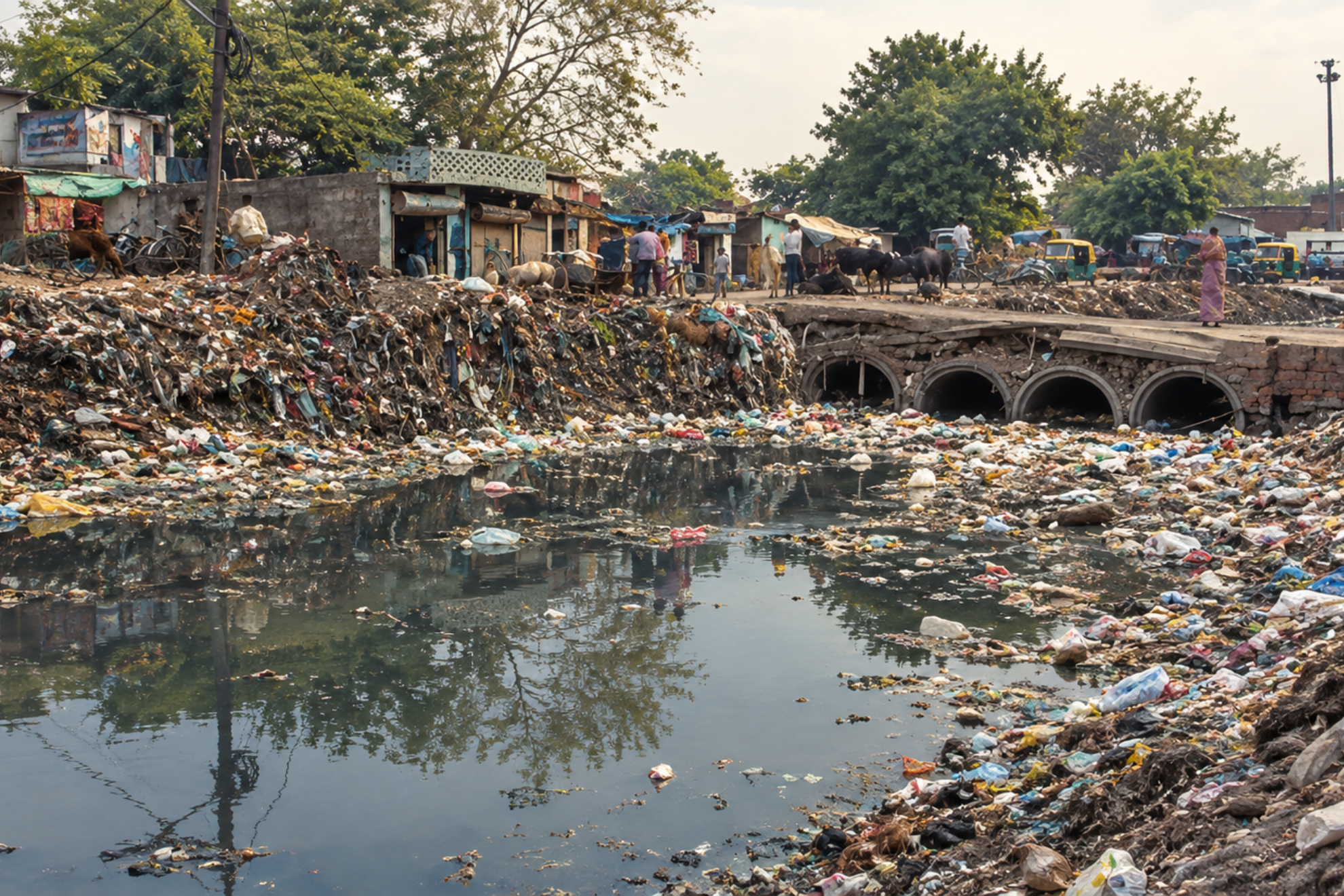 Imagen representación de un rio en la India IA