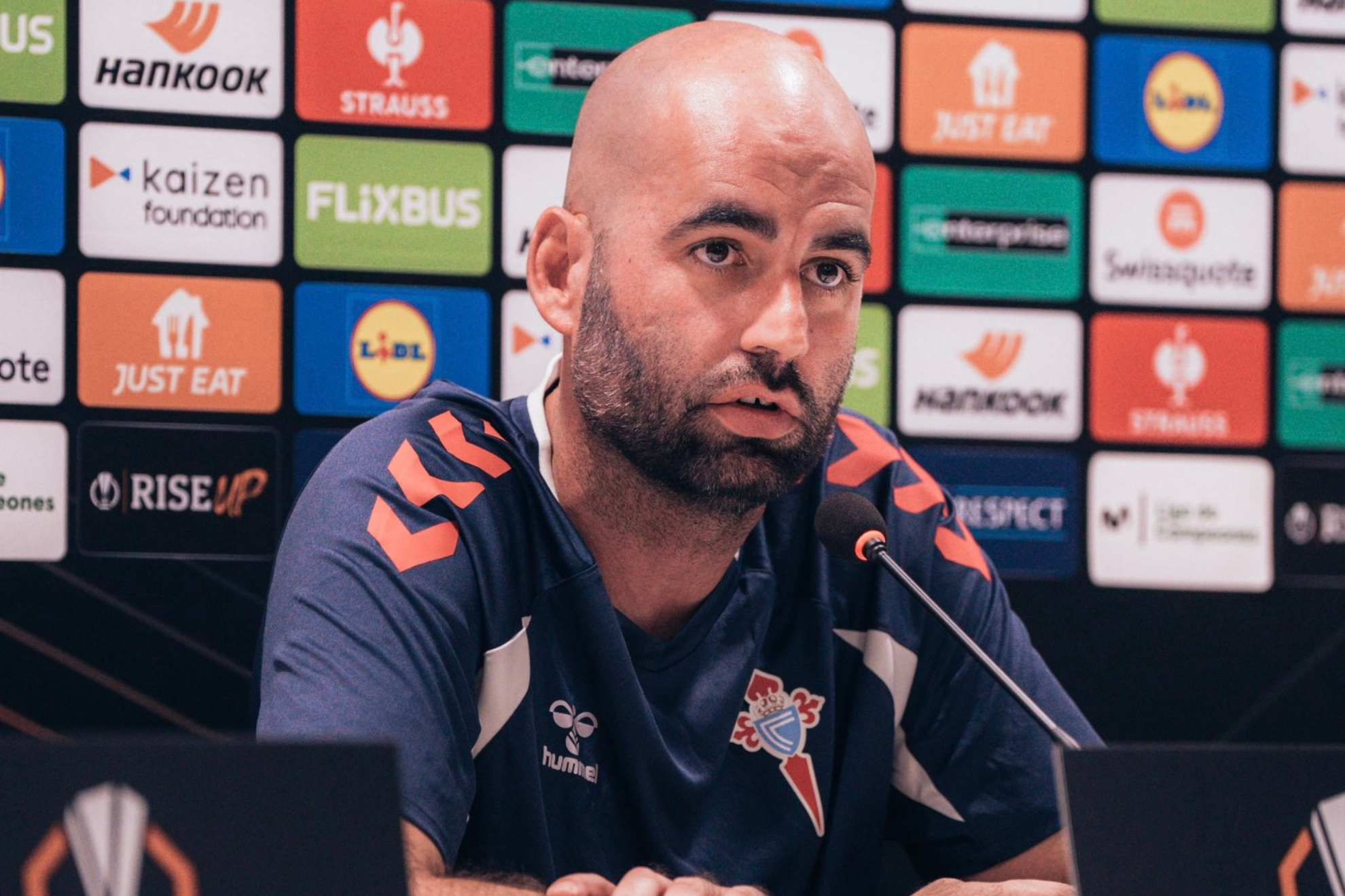 Claudio Giráldez, durante la rueda de prensa previa al choque de Europa League. CELTA