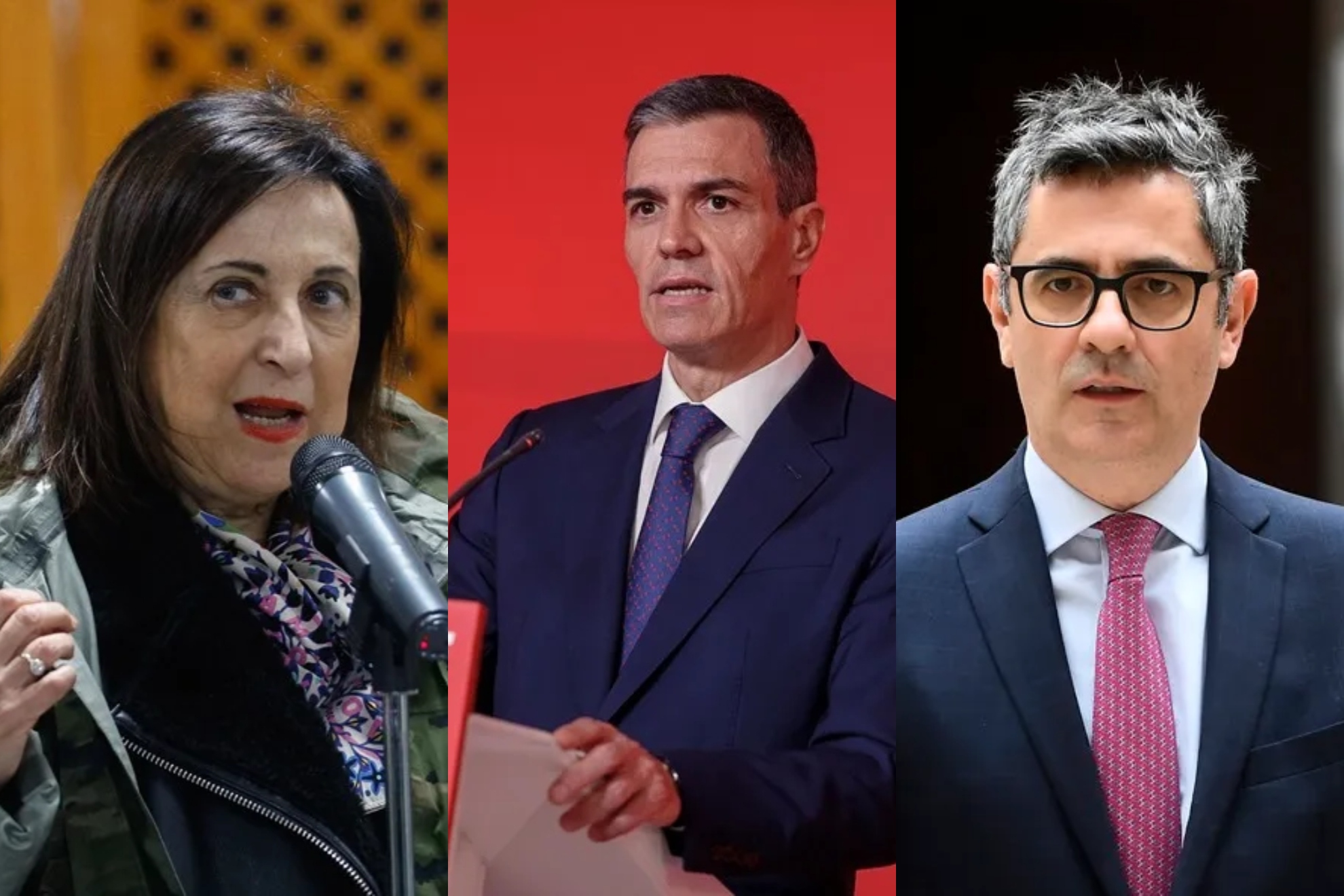 Margarita Robles, Pedro Sánchez y Félix Bolaños.