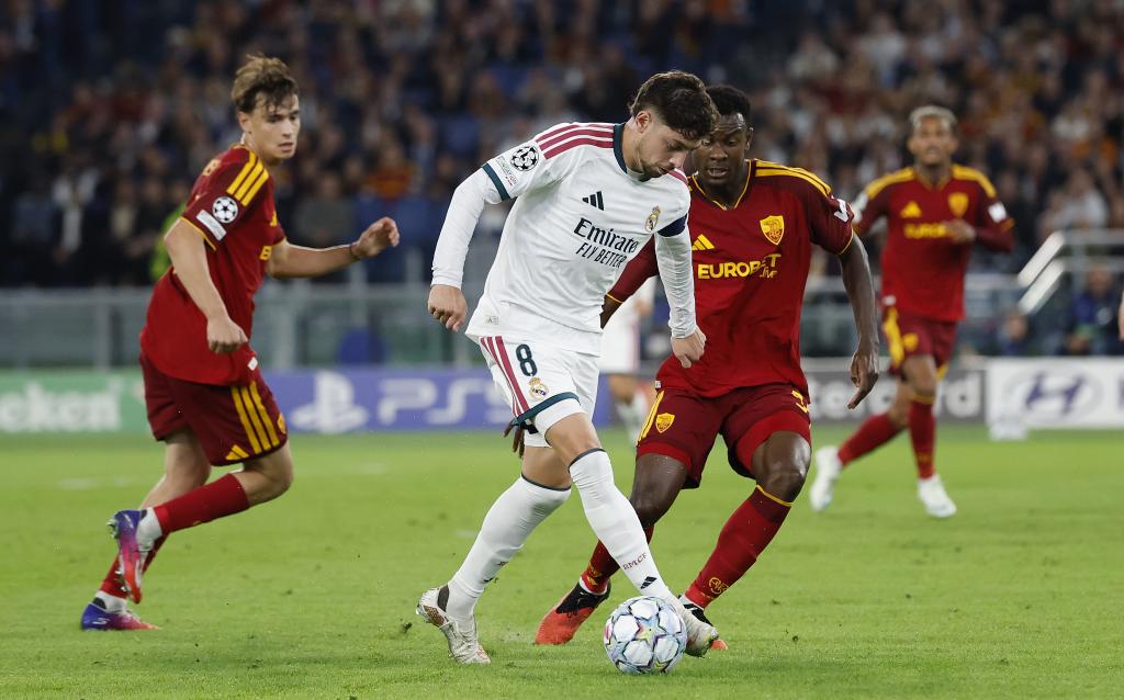 Valverde durante el partido frente a la Roma.
