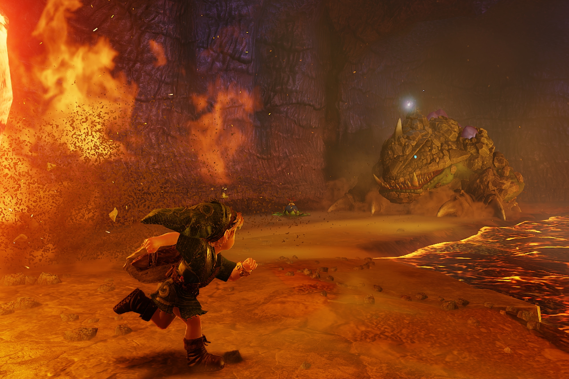 Link lucha contra Rey Dodongo en el remake de Ocarina of Time