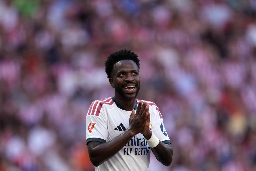 Vinicius durante el partido frente a la Roma.