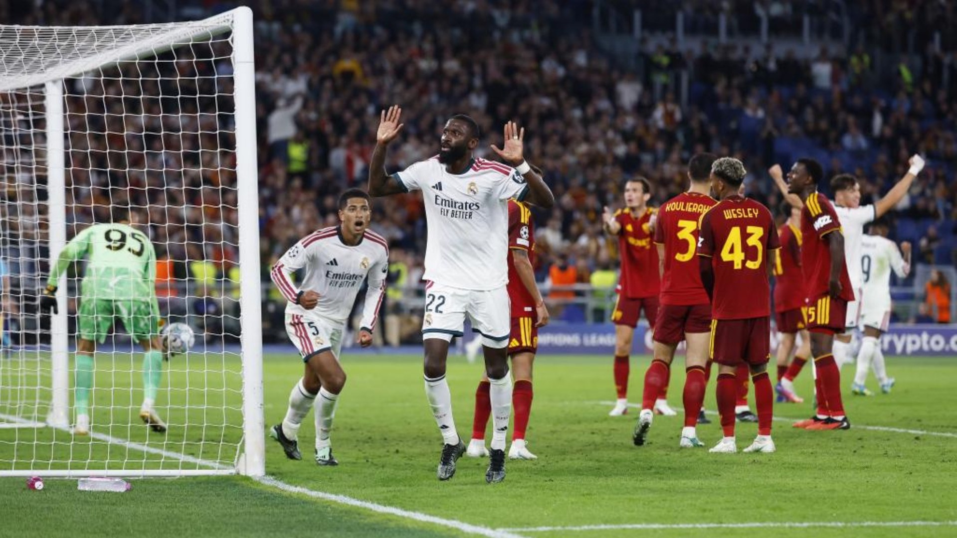 Gol de Rüdiger (3-4) en el Roma Roma 3-4 Real Madrid