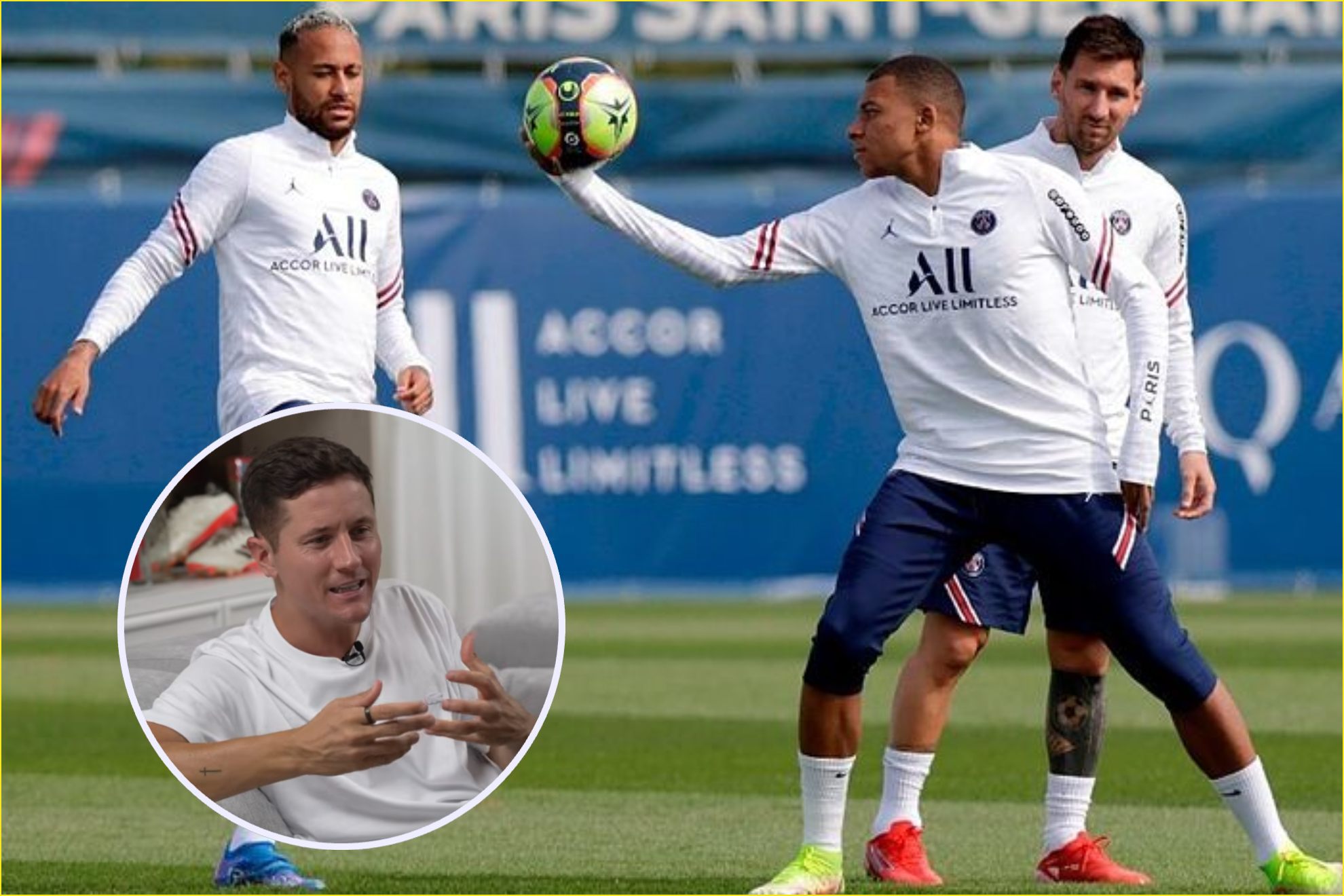 Neymar, Mbappé y Messi en su etapa con el PSG, junto a Ander Herrera