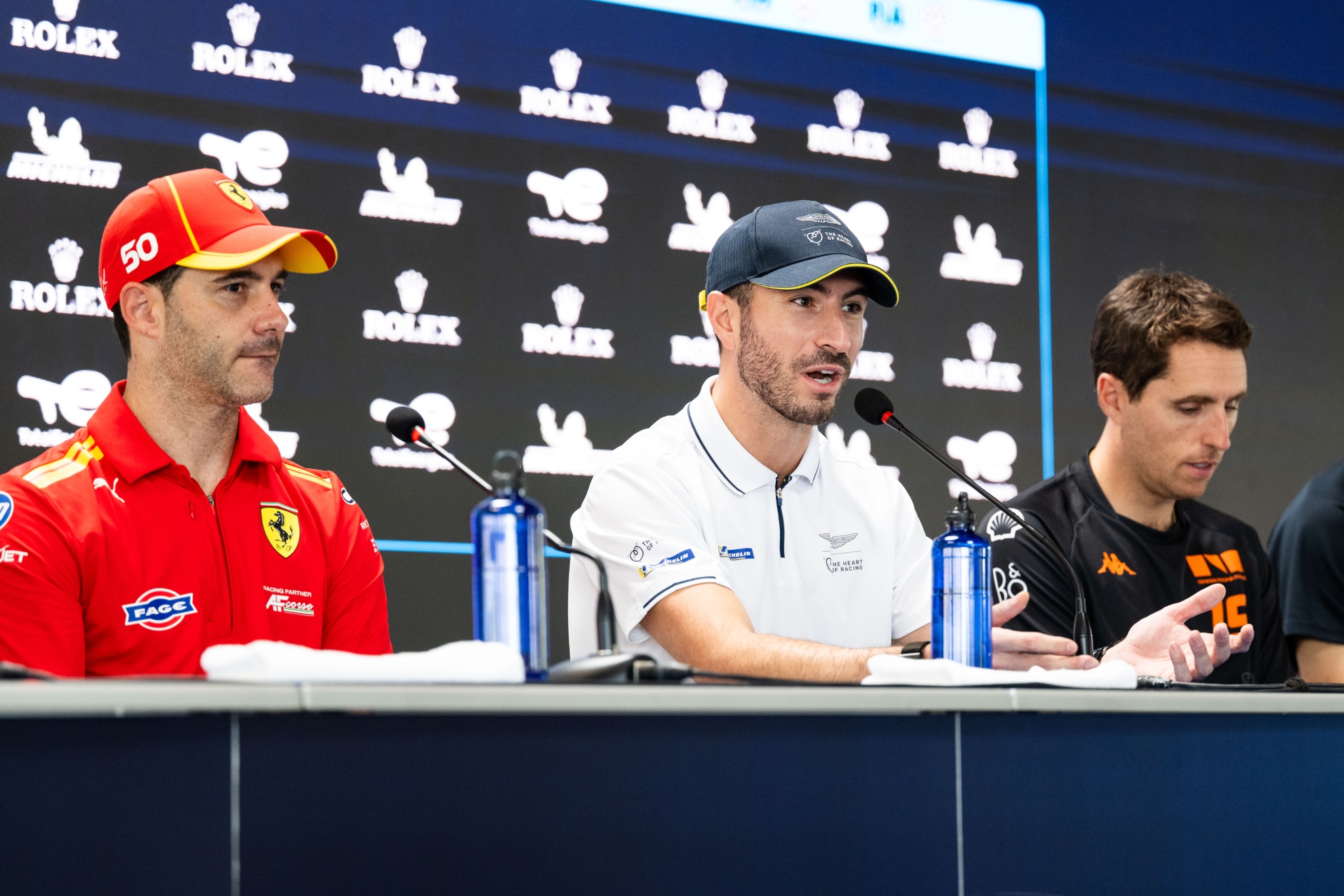 Miguel Molina, Álex Riberas y Dani Juncadella, hoy en la rueda de prensa oficial de la FIA