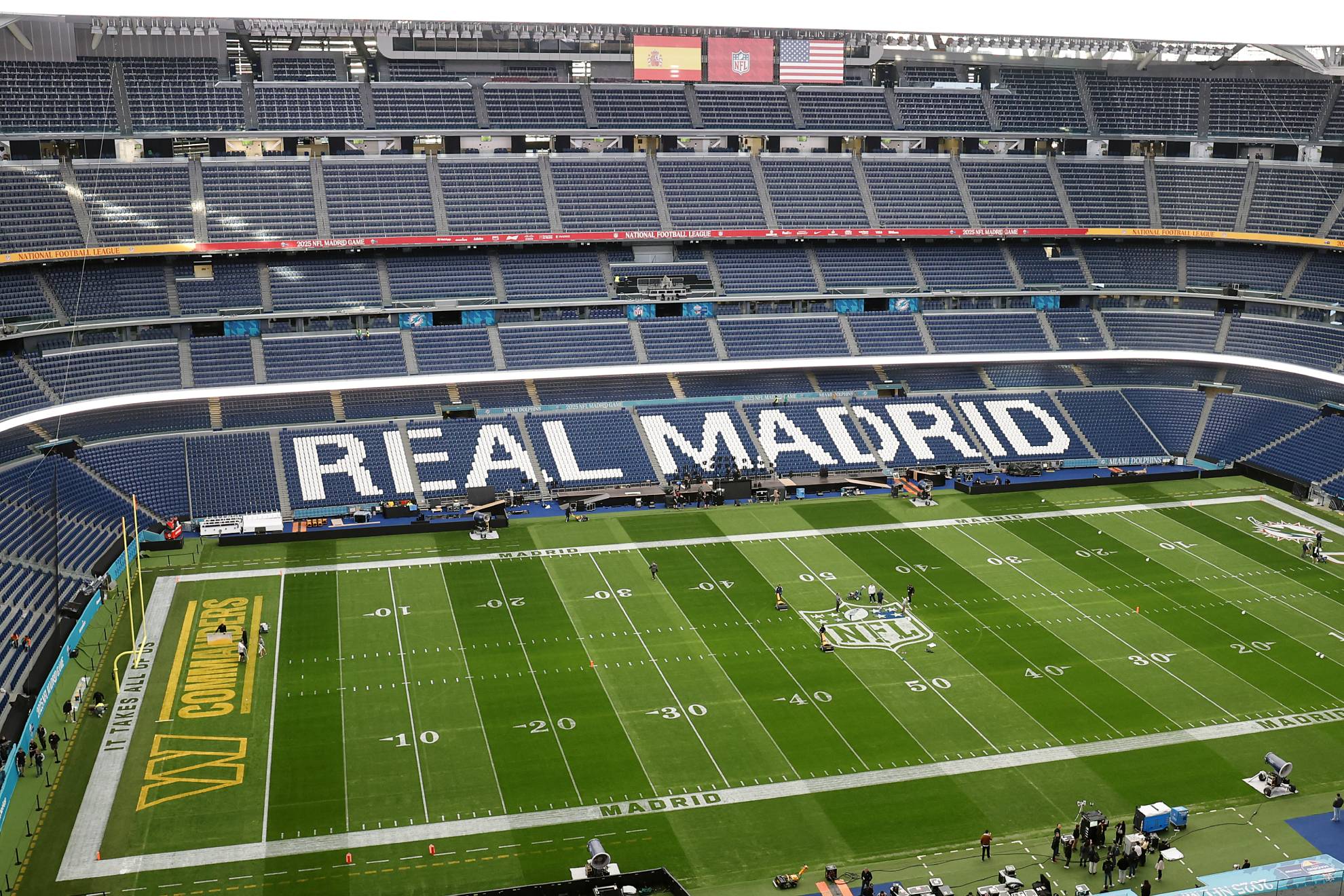 Previo del primer partido de la NFL en el Bernabéu. ÁNGEL RIVERO