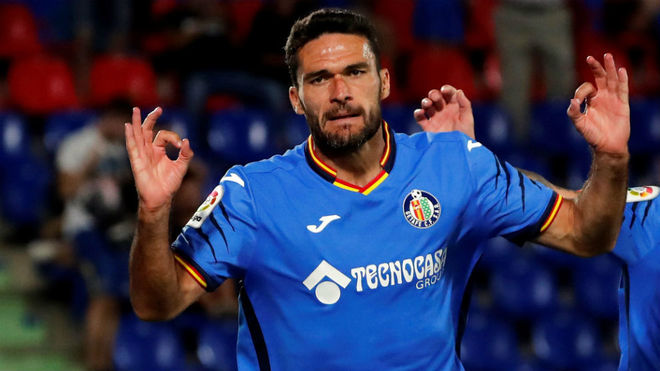 Jorge Molina celebra un gol con el Getafe.