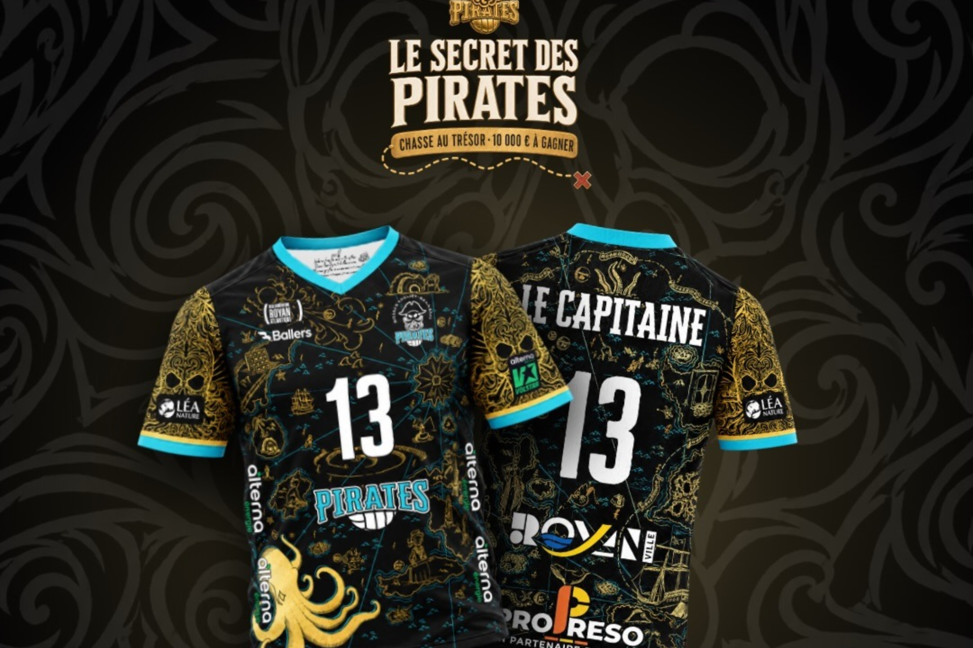 Las camisetas de los Royan Pirates en las que se esconde el mapa del tesoro. @piratesroyanvb