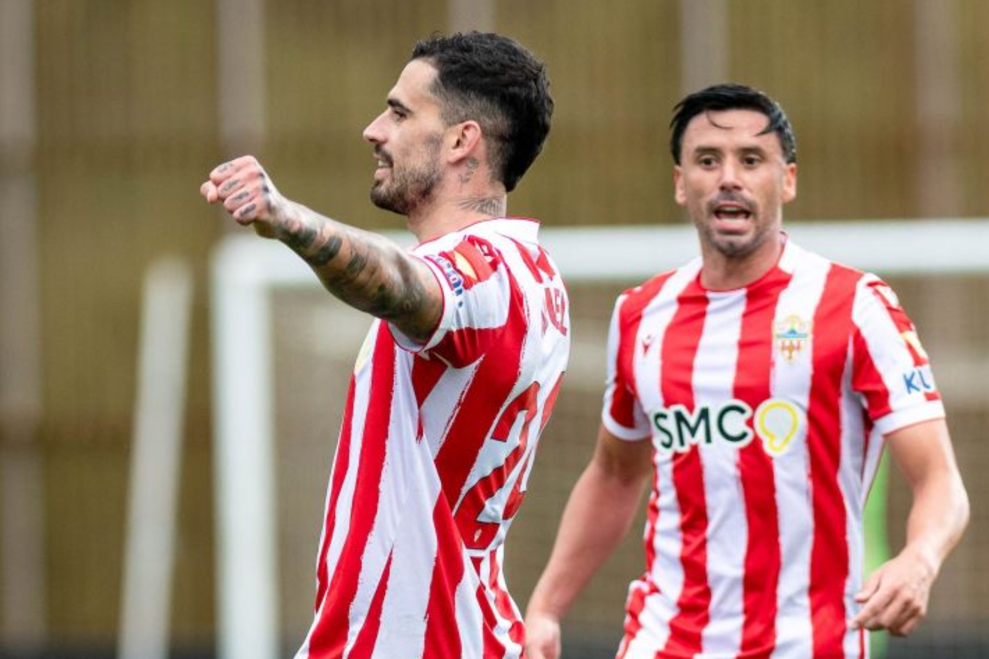 Miguel de la Fuente, celebrando su gol al Sanse. LALIGA