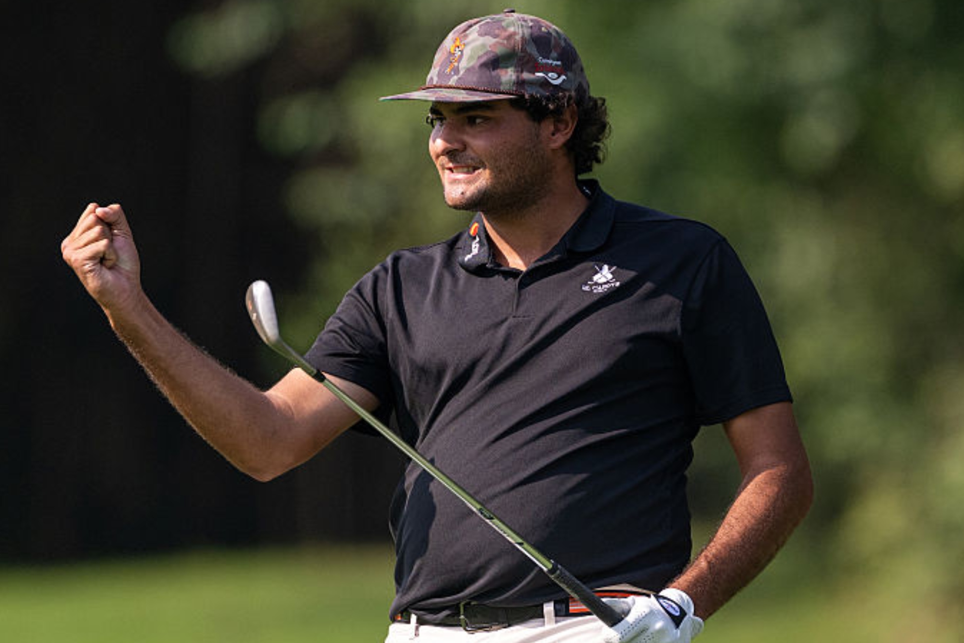Eugenio López-Chacarra (26) celebra un eagle el domingo GETTY IMAGES