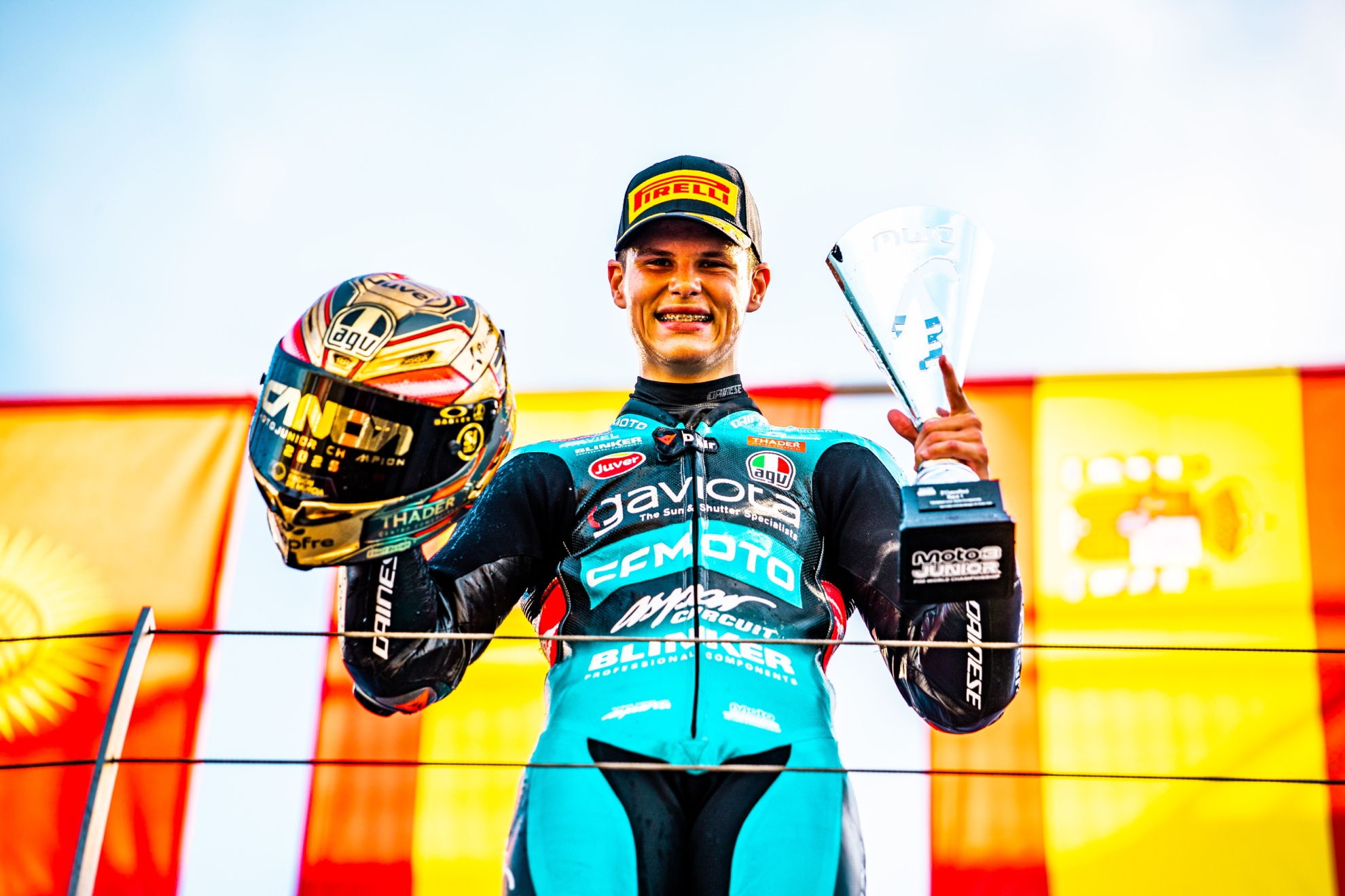 Carlos Cano, en el podio en Misano. ASPAR TEAM