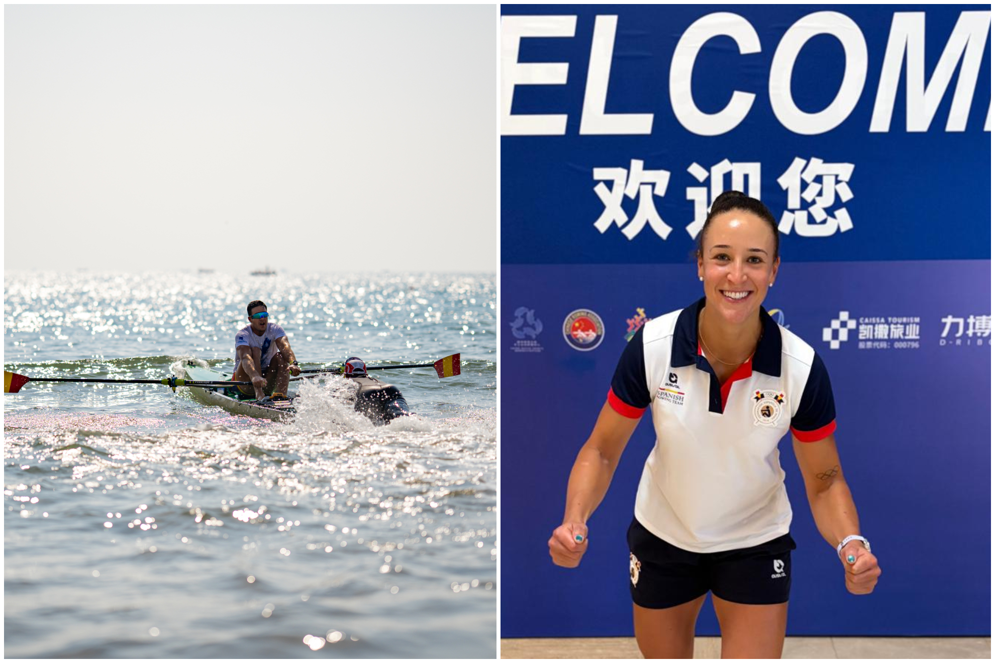 Ander Martín y Esther Briz, en Qingdao. Federación Española de Remo