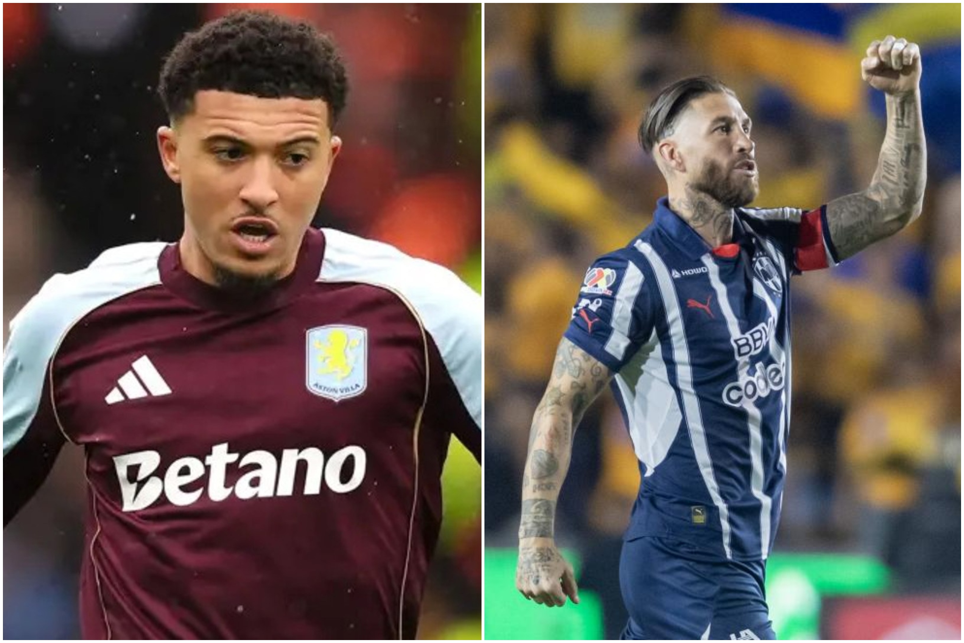 Un montaje con una imagen de Jadon Sancho y otra de Sergio Ramos.