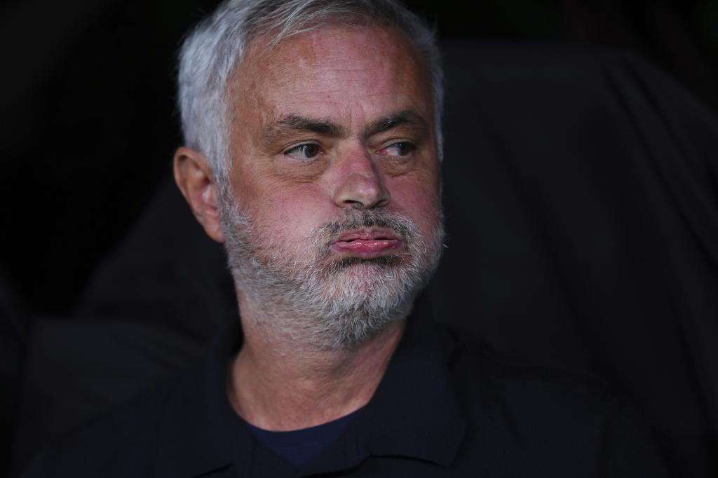 Real Madrid's head coach Jose Mourinho sits on the bench before the La Liga soccer match between Real Madrid and Sevilla in Madrid, Spain, Sunday, Oct. 18, 2026. (AP Photo/Manu Fernandez)