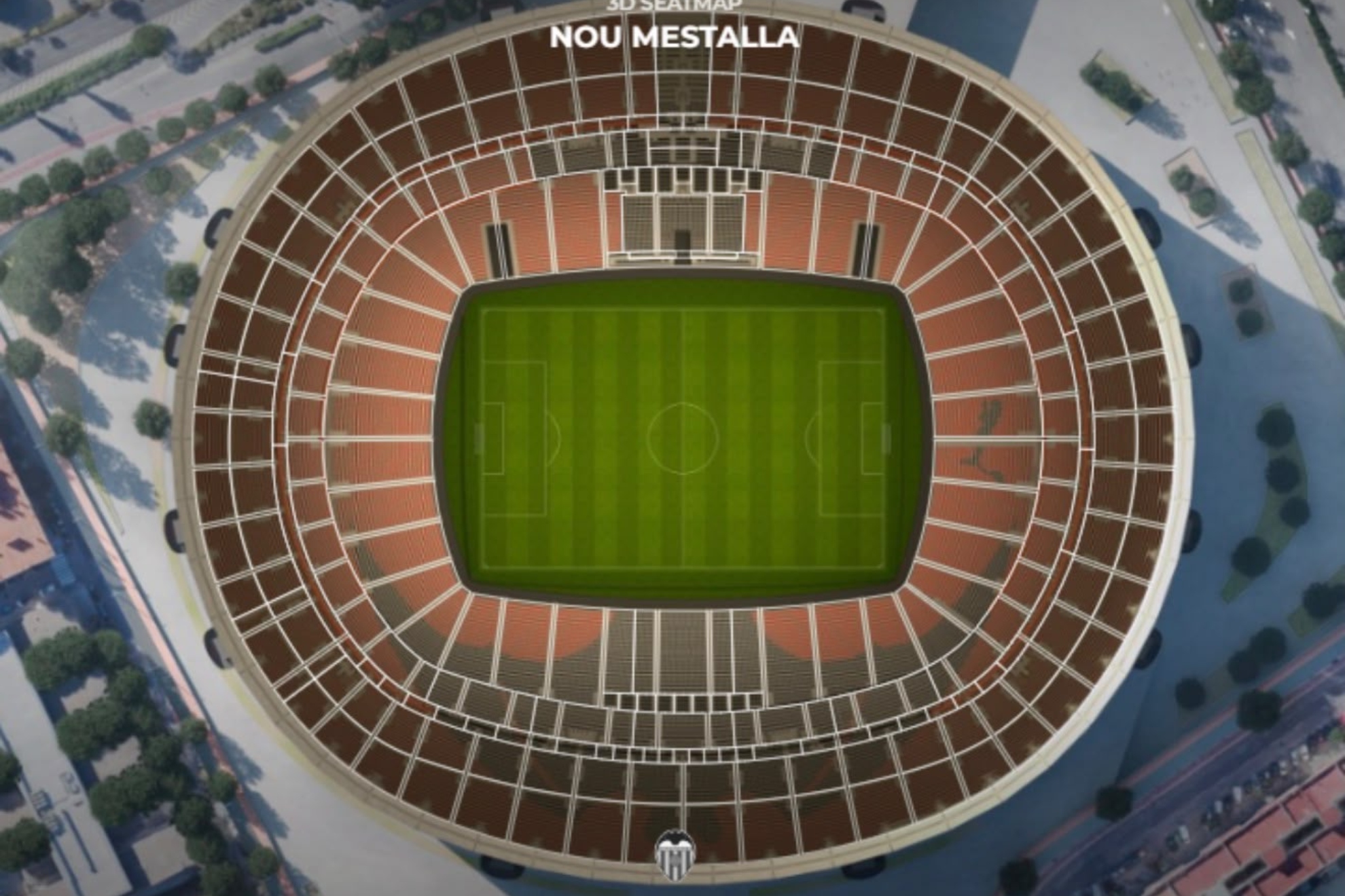 Plano de los asientos del Nou Mestalla. VCF