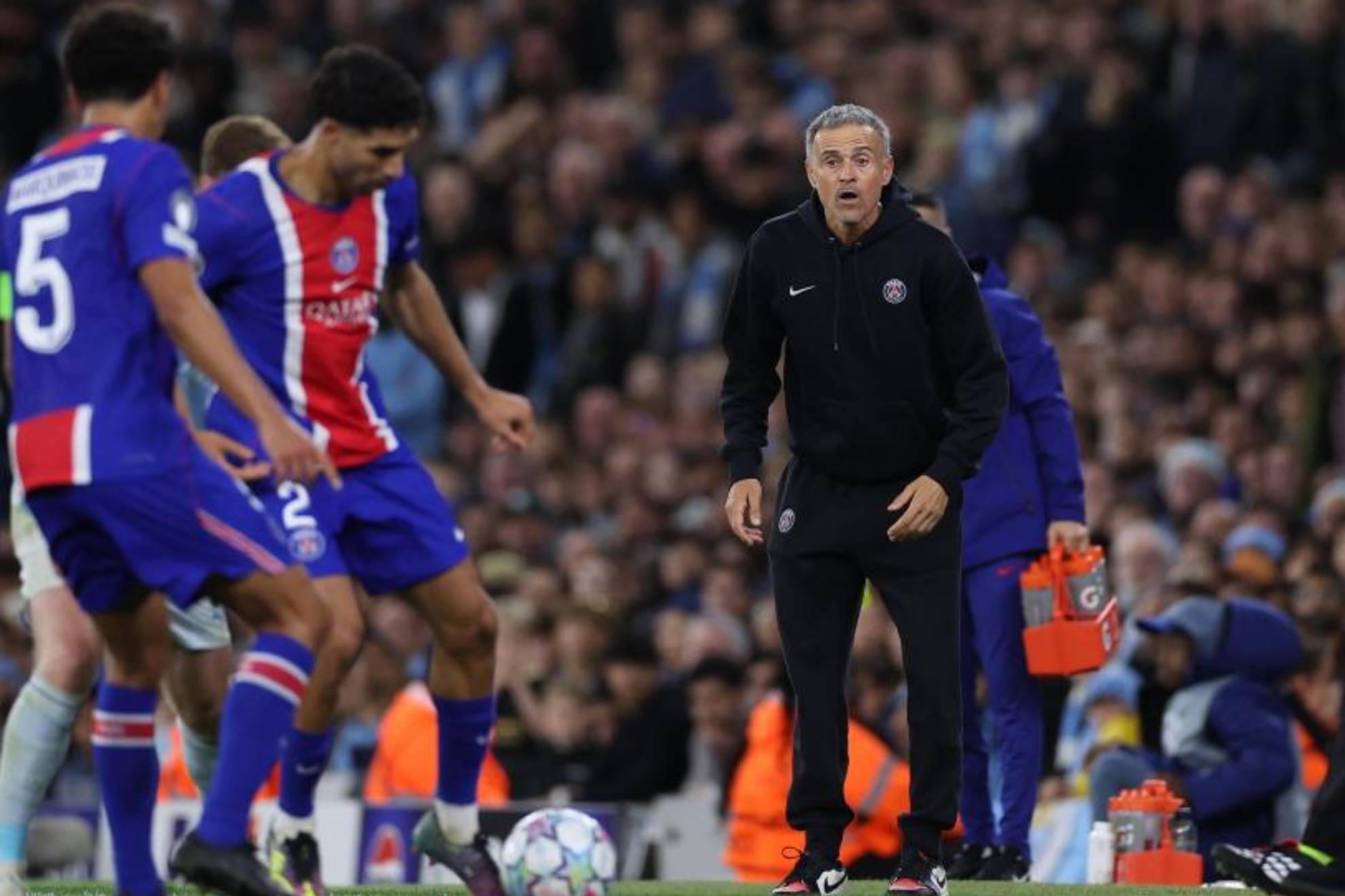 Luis Enrique, en el partido ante el City (2-4). EFE