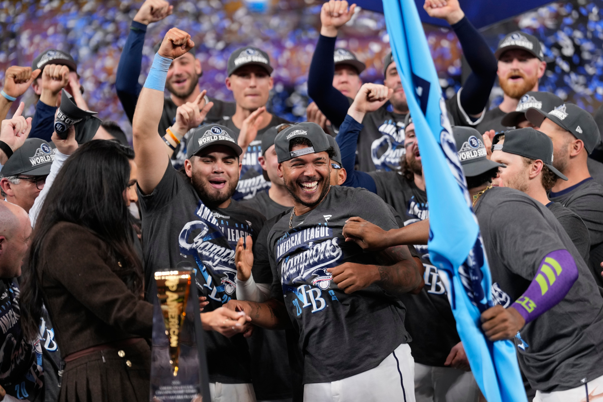 Los jugadores de los Rays celebran el pase a las Series Mundiales. EFE
