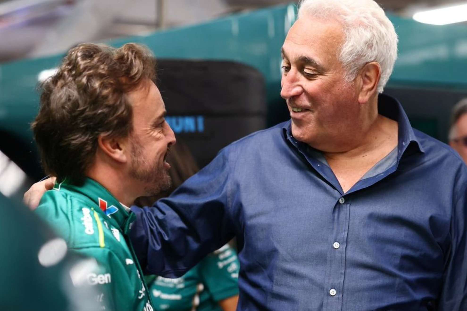 Lawrence Stroll y fernando Alonso en un GP de este año. AMR F1