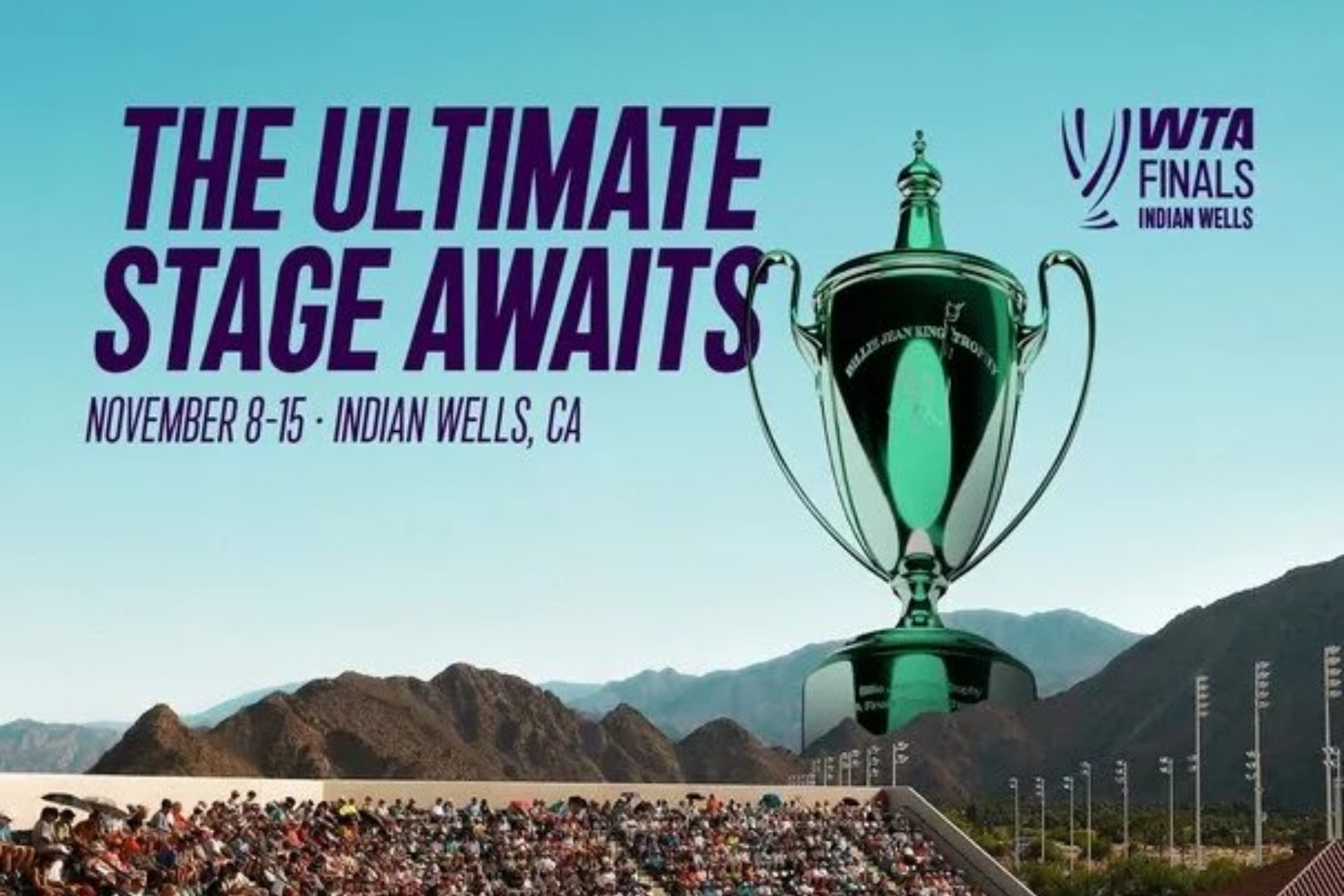 El cartel promocional de las WTA Finals de Indian Wells.