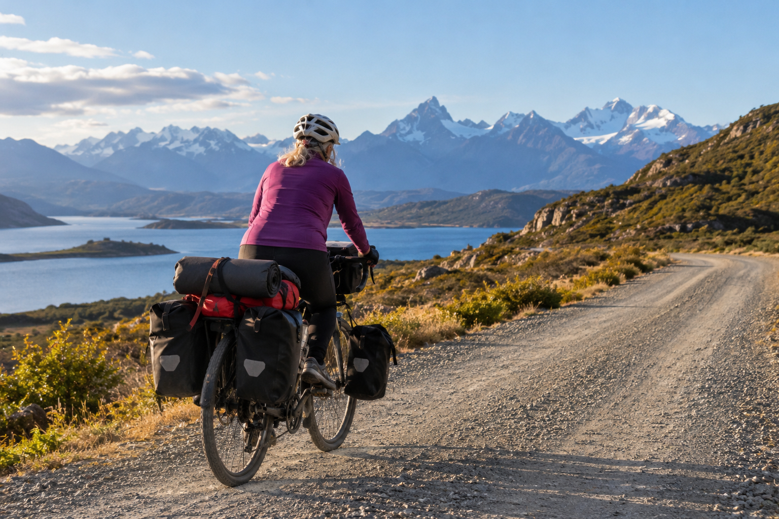 Mujer haciendo cicloturismo Imagen creada por IA