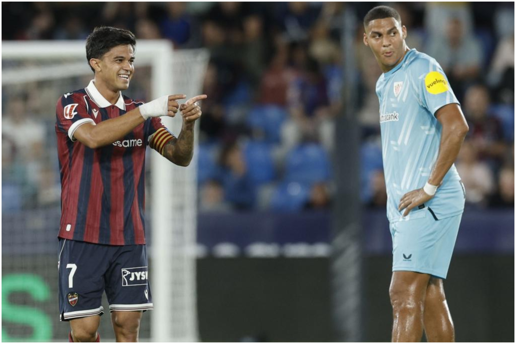 Brugué celebrando uno de los goles ante el Athletic.