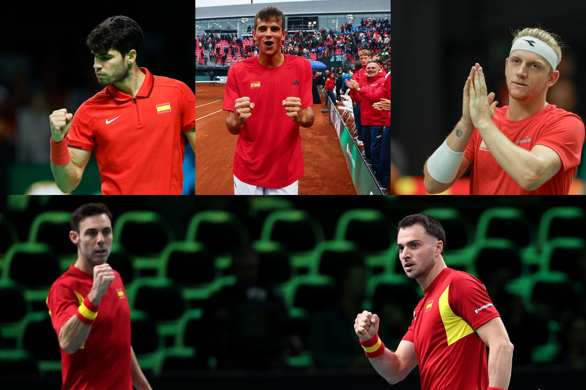 El quinteto español de la Copa Davis de Bolonia.