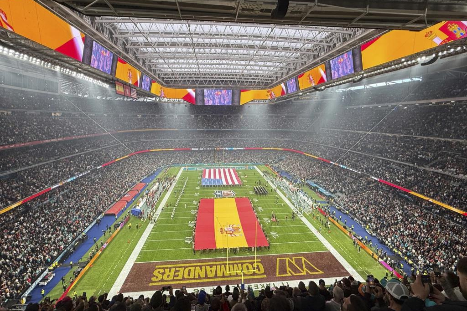Una imagen del partido de la NFL la pasada temporada en el Bernabéu