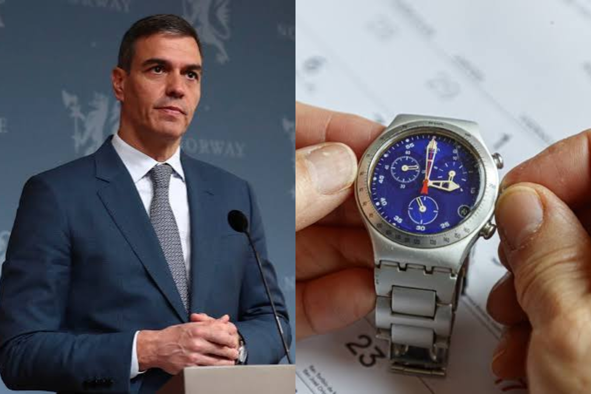 Pedro Sanchez izquierda, cambio de hora derecha EFE