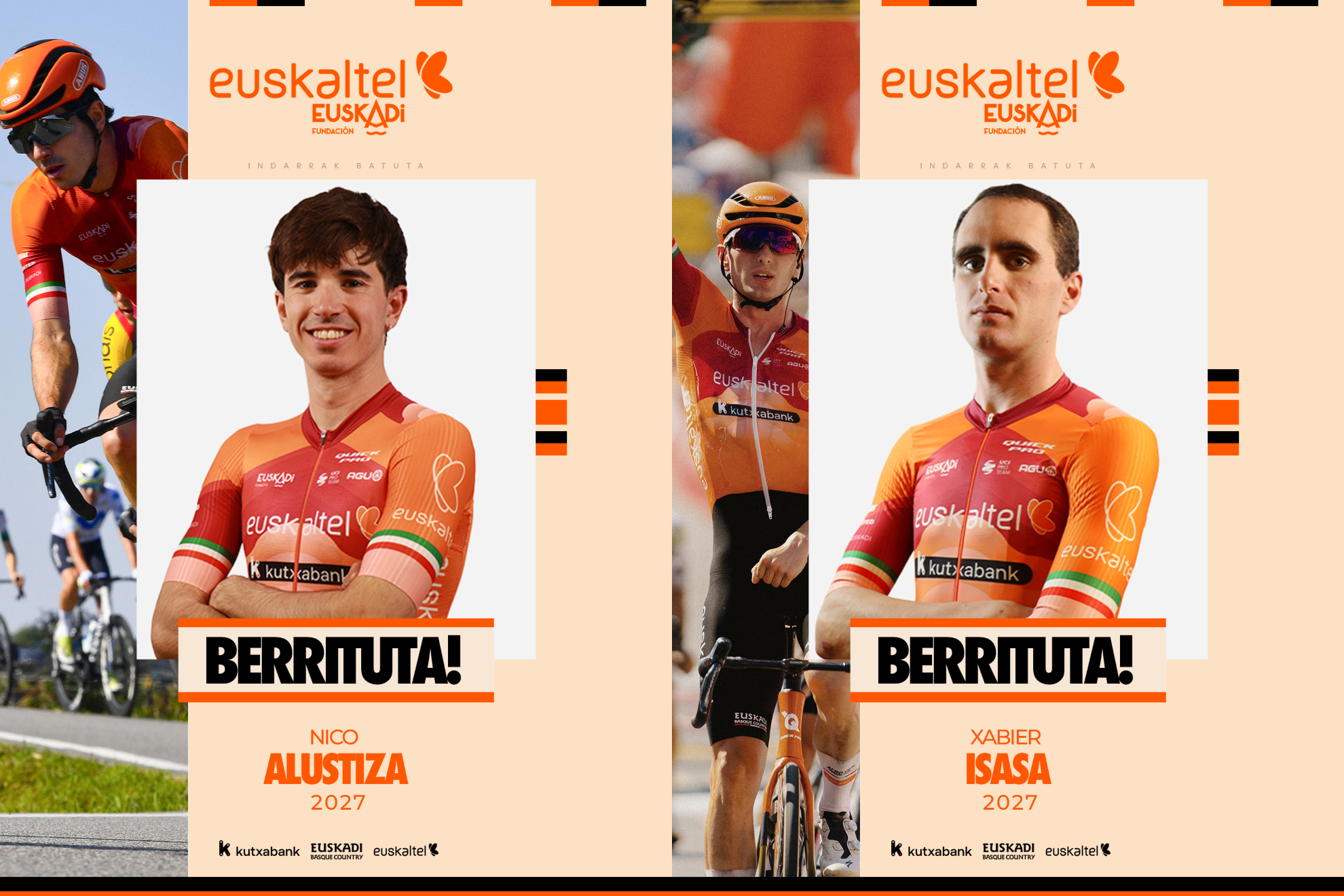 El anuncio de Euskaltel con las renovaciones de Nico Alustiza y Xabier Isasa.