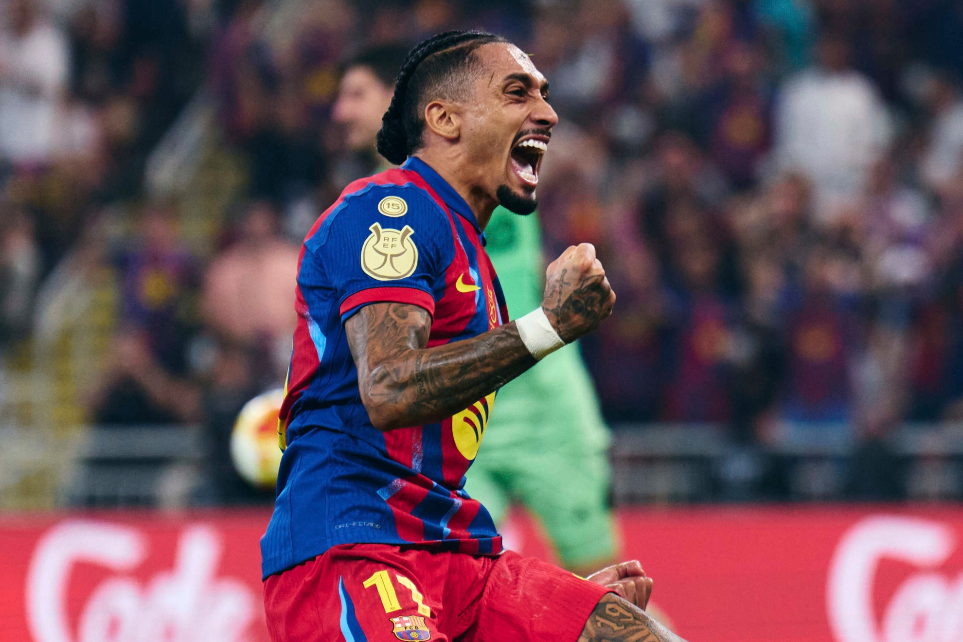 Raphinha celebra un gol. RFEF