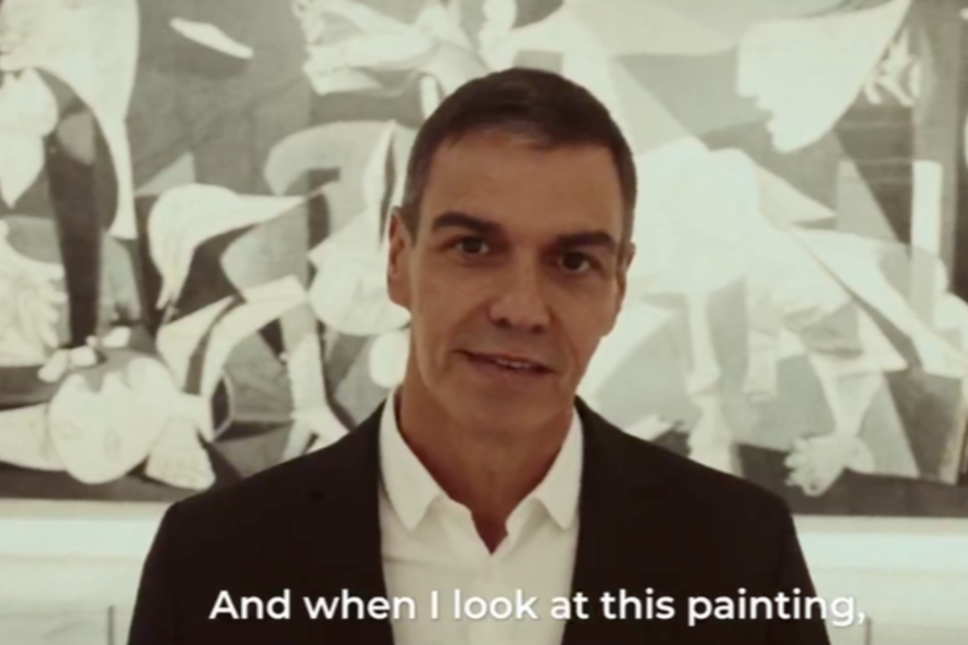 Pedro Sanchez ante el 'Guernica' en su nuevo video en redes sociales redes sociales