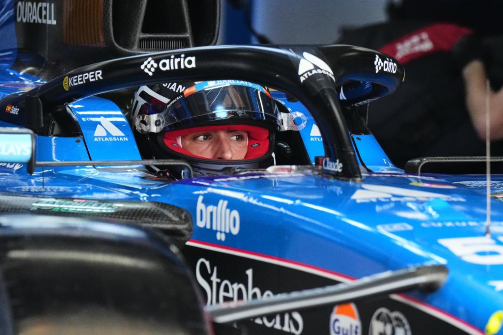 Sainz, en el box.